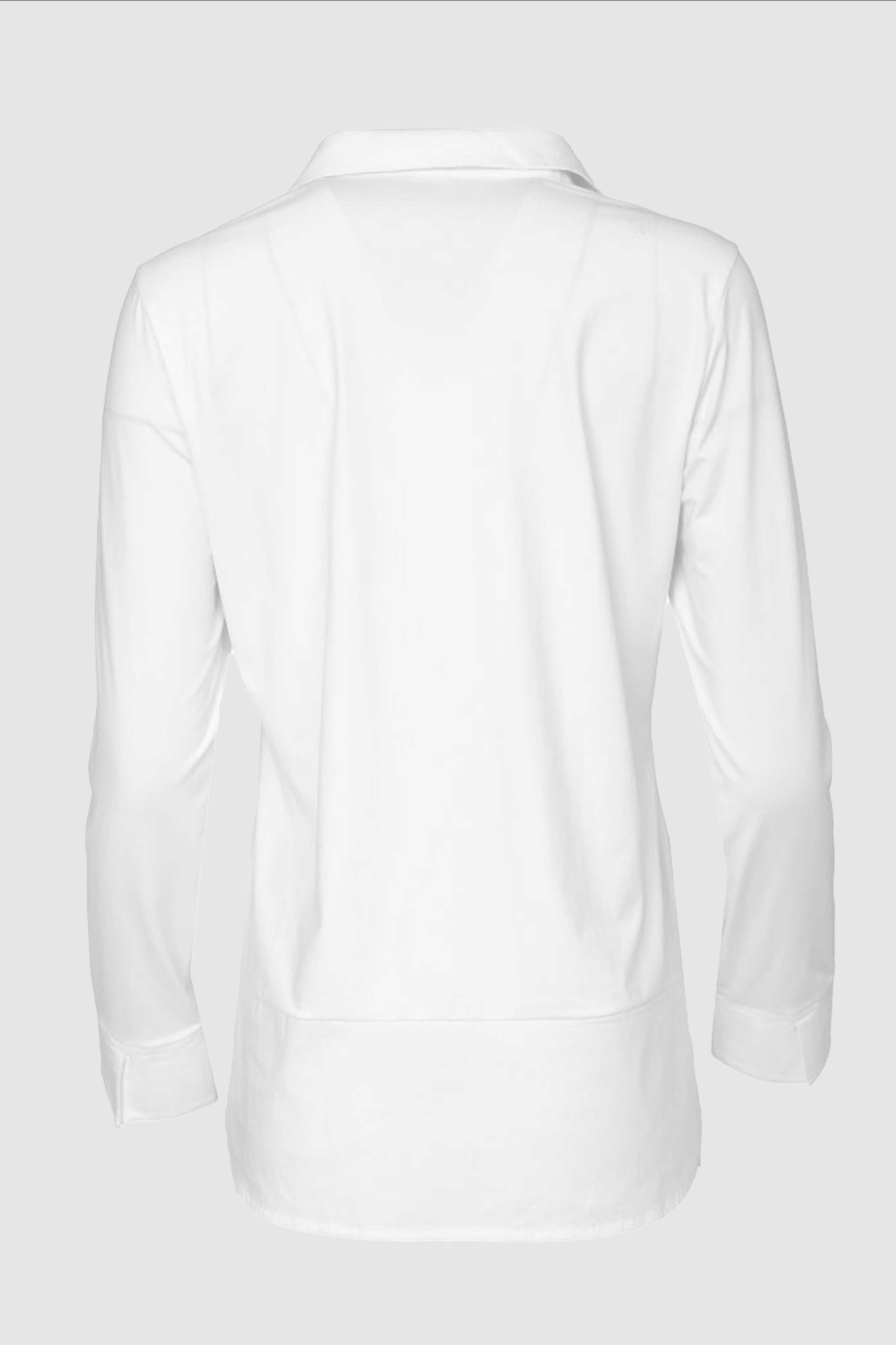 Jersey Top With Cotton Collar Cuff And Hem Panel  in White