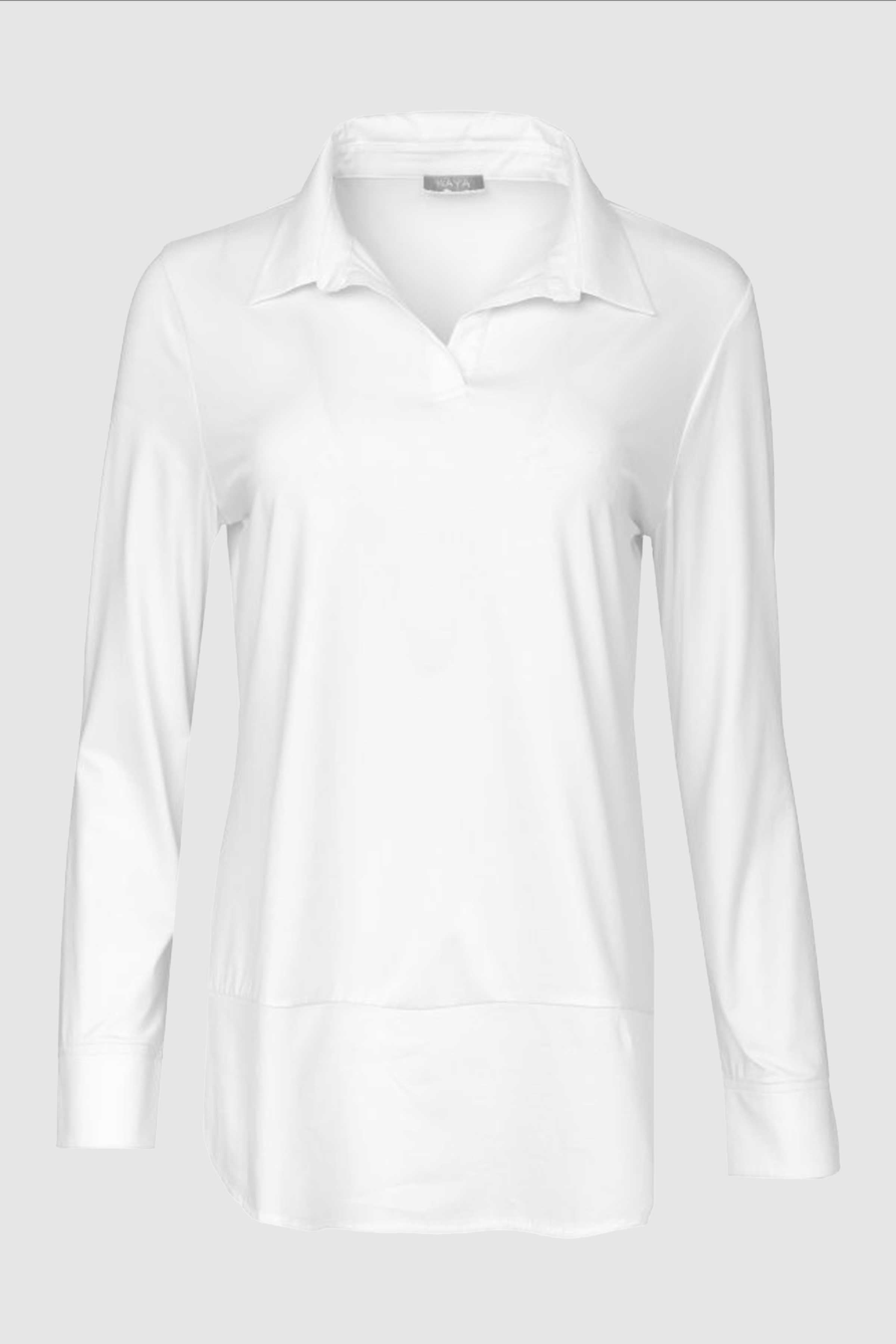 Jersey Top With Cotton Collar Cuff And Hem Panel  in White