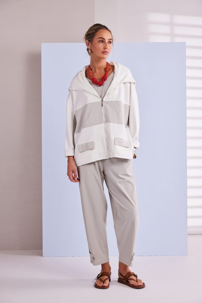 Slim Leg Trouser with Tab at Hem in Ash