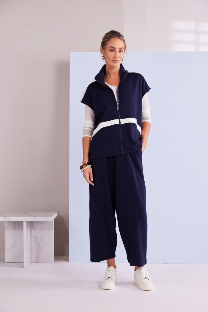 Balloon Shape Trouser with Seaming in French Blue
