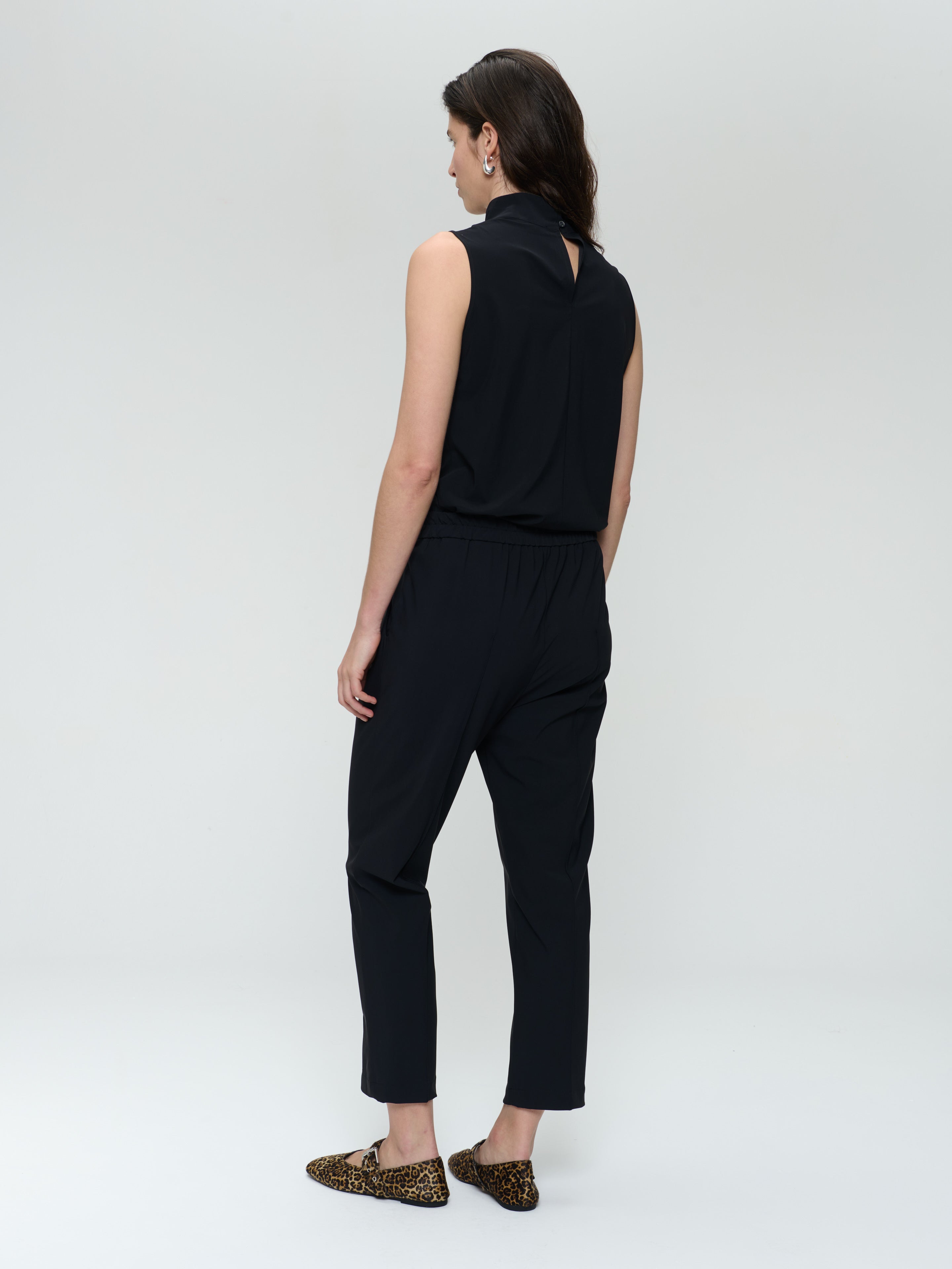 Naomi Strech Technical Jersey Top in Black