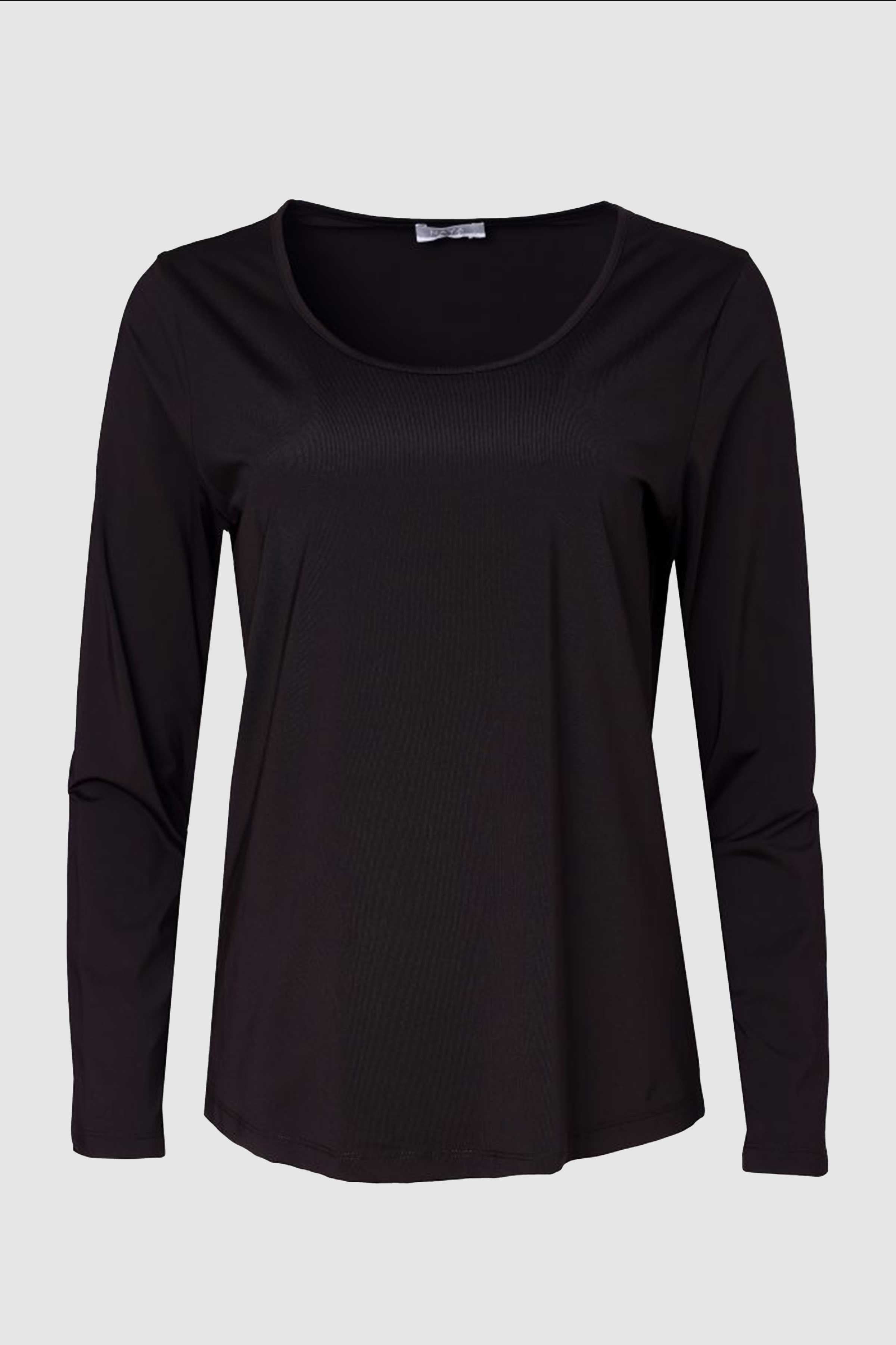 Basic Jersey Long Sleeve Top in Black