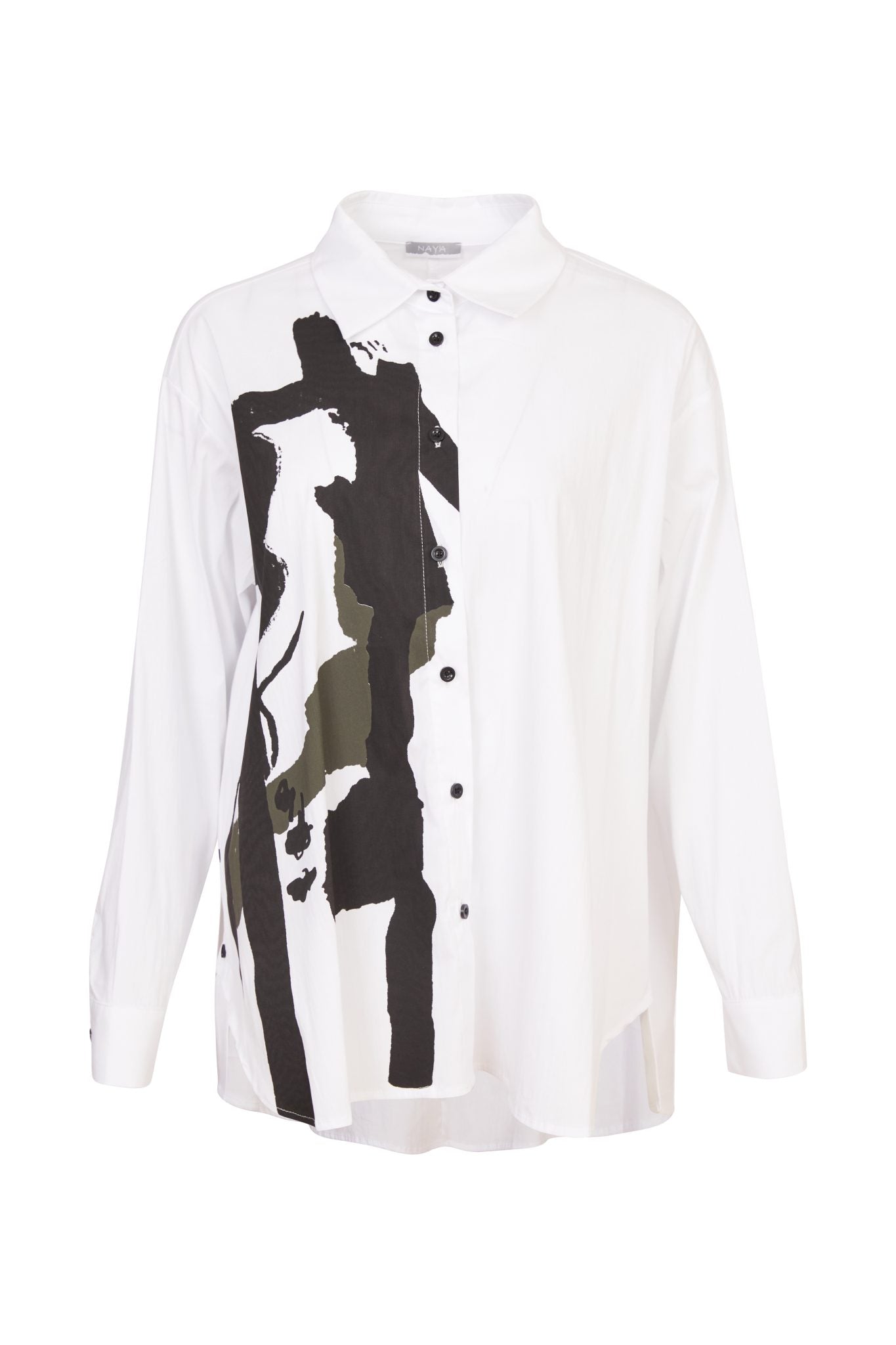 Placement Print Shirt in White/Forest