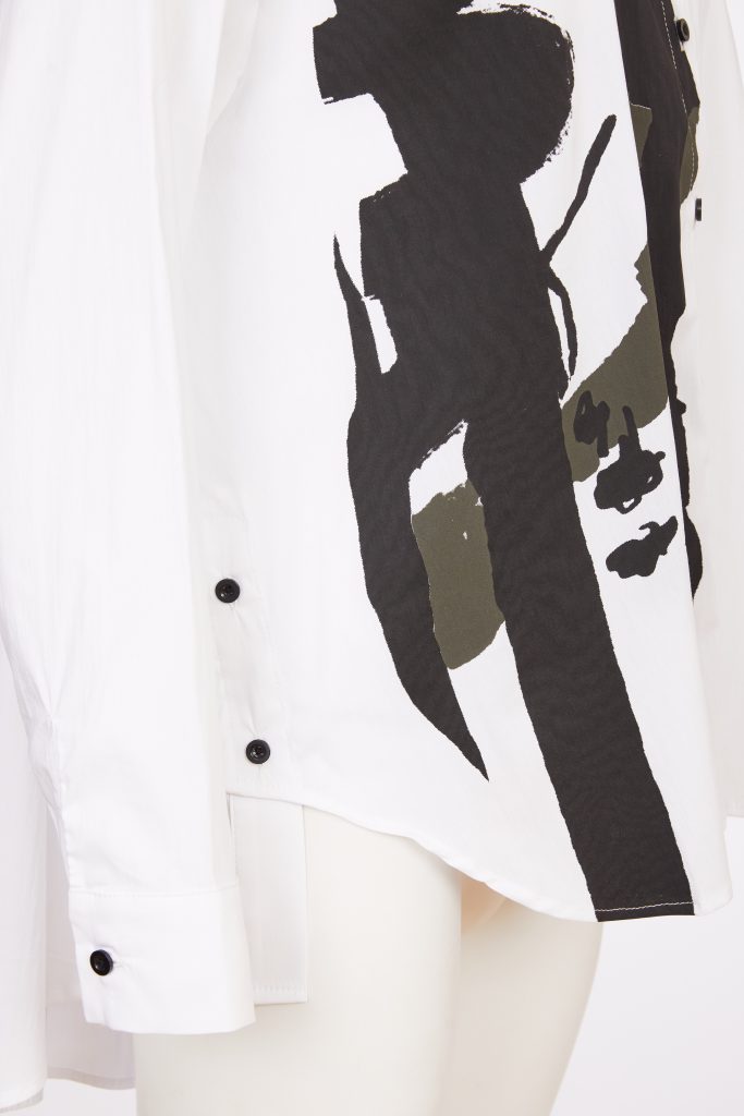 Placement Print Shirt in White/Forest