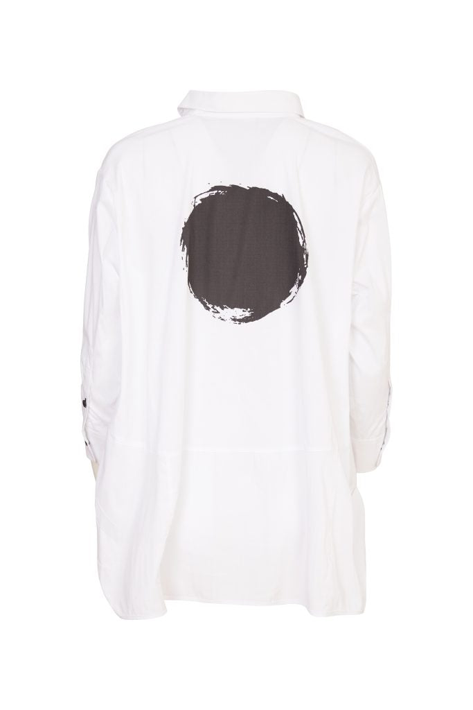 Shirt with Spot Print Back in White/Black