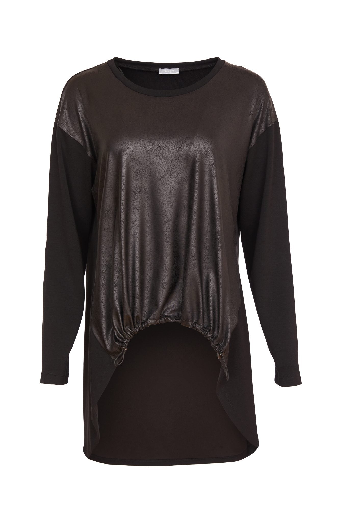 Top with Contrast Fabric in Black