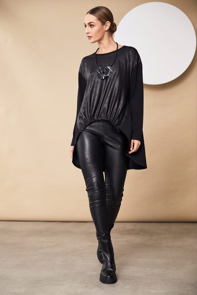 Top with Contrast Fabric in Black