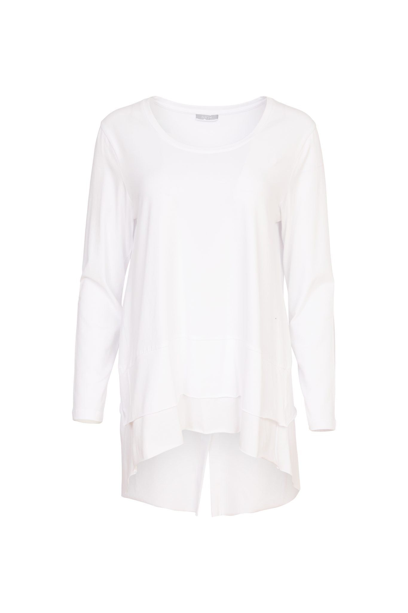 Top with Panel at Hem in White