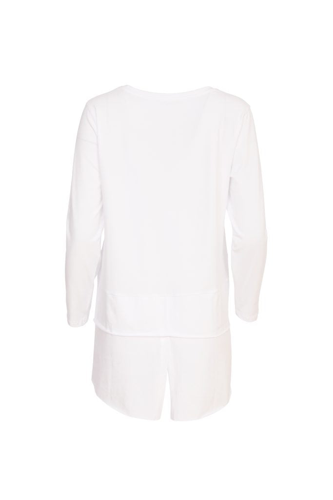 Top with Panel at Hem in White