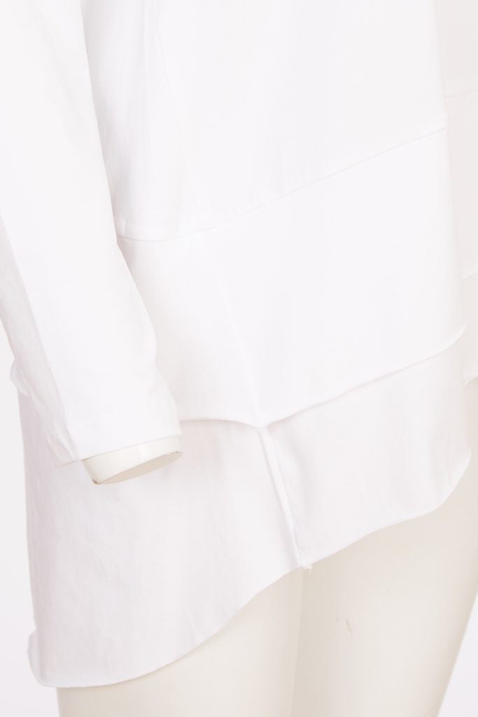 Top with Panel at Hem in White