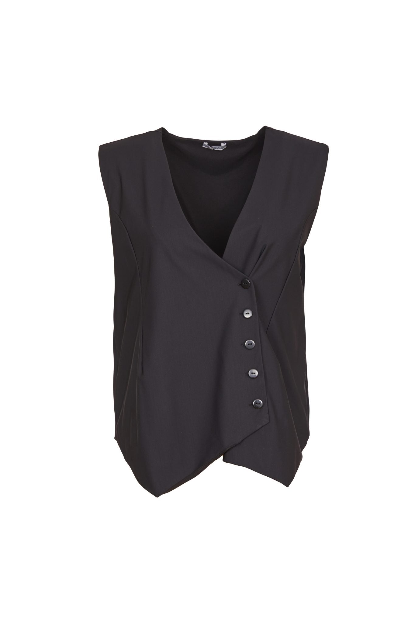 Square Waistcoat with Button Detail in Black