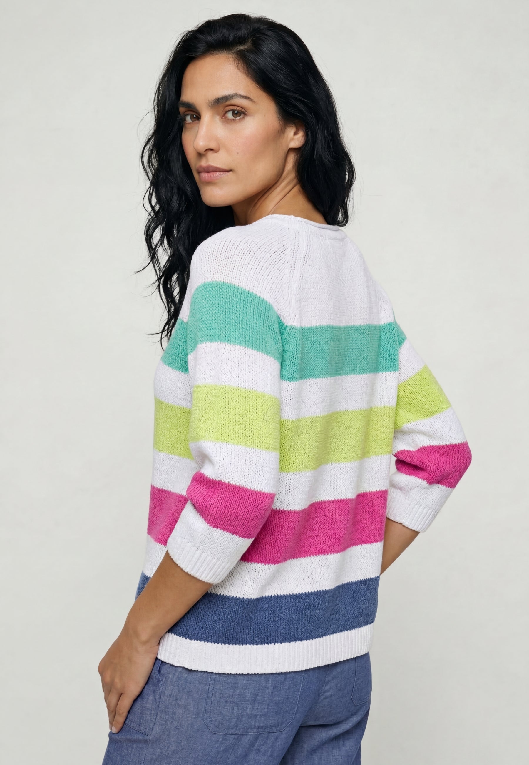 Multi Stripe Knit in White