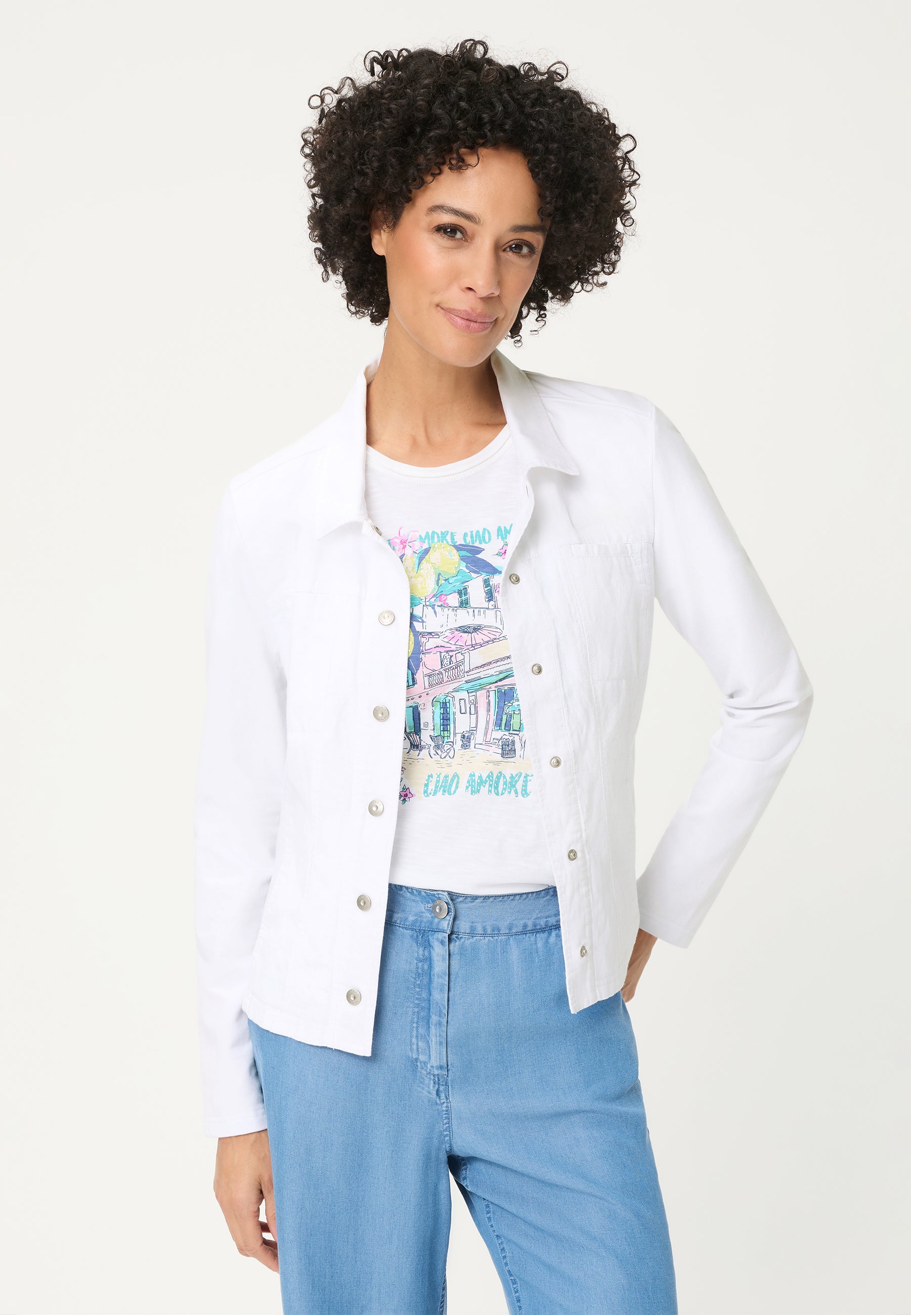 Jersey Long Sleeves Jacket in White