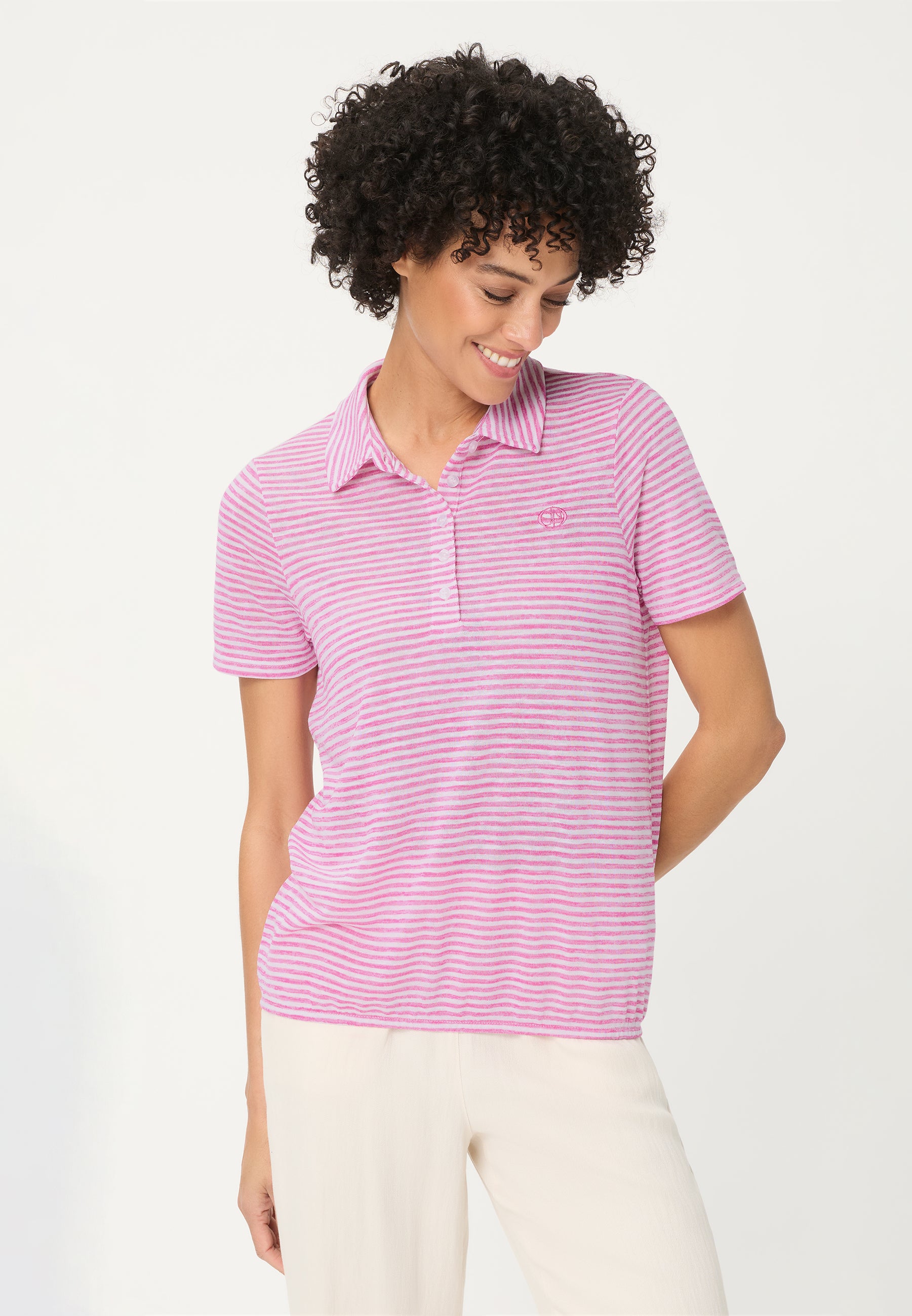 Stripe Polo Shirt in Dark Rose