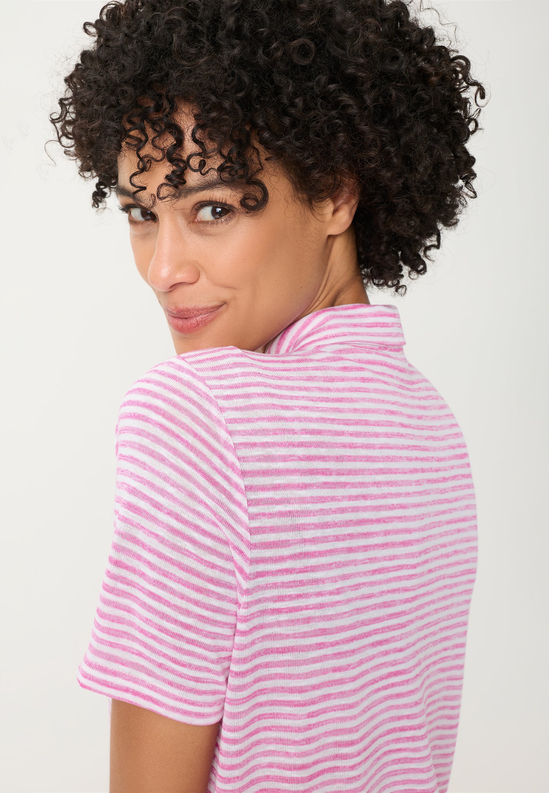 Stripe Polo Shirt in Dark Rose
