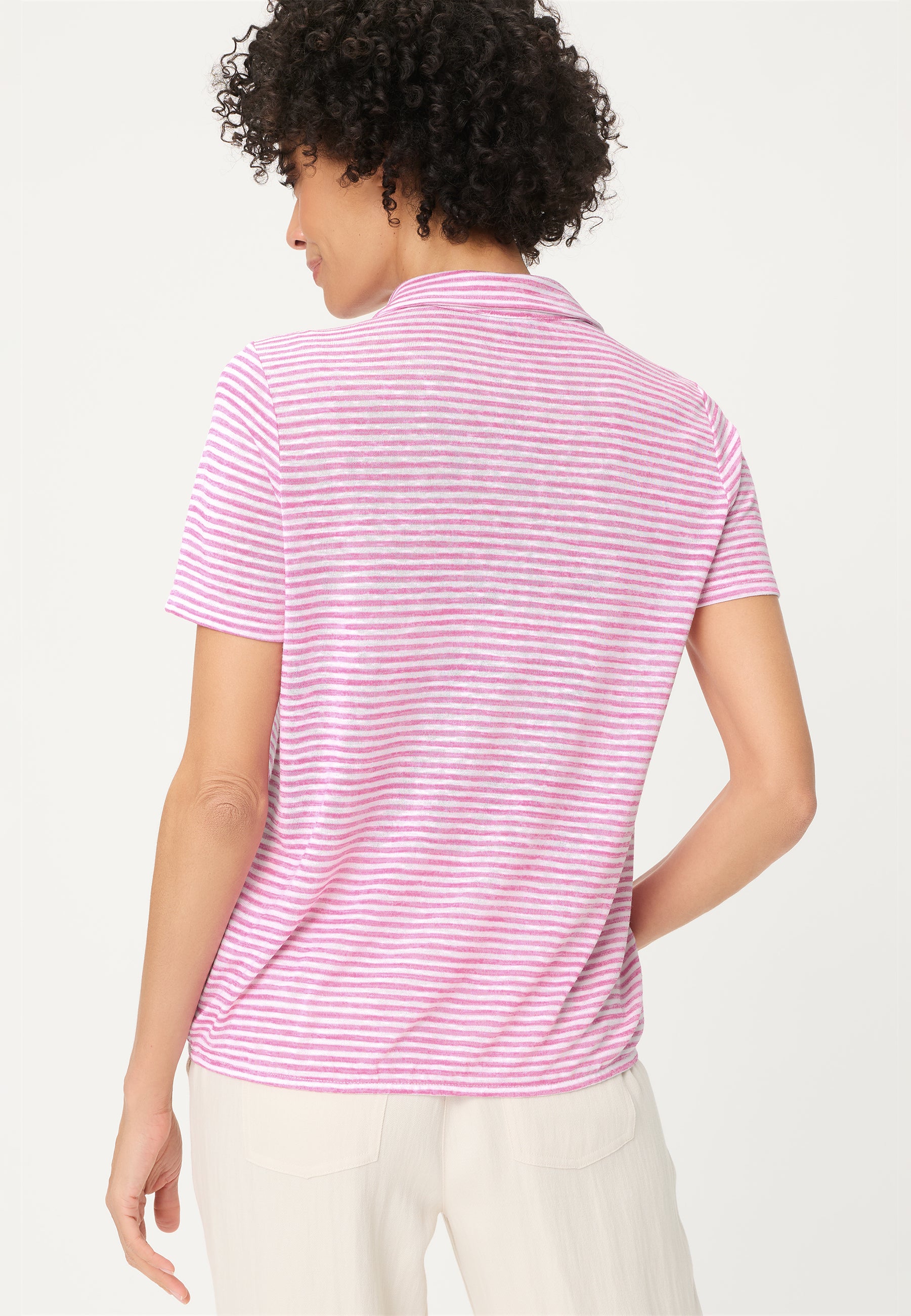 Stripe Polo Shirt in Dark Rose