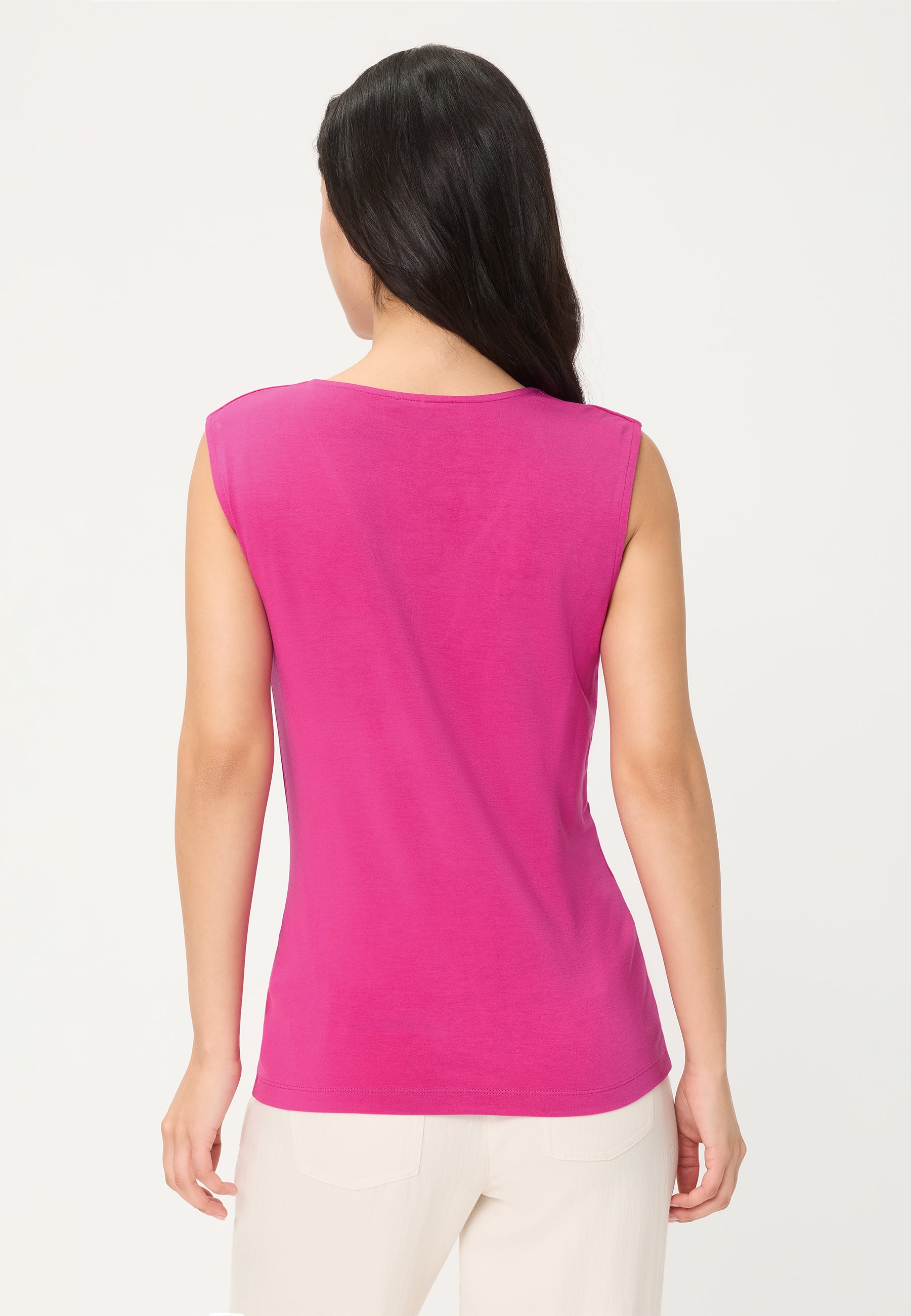 Sleeveless V-Neck Top in Dark Rose