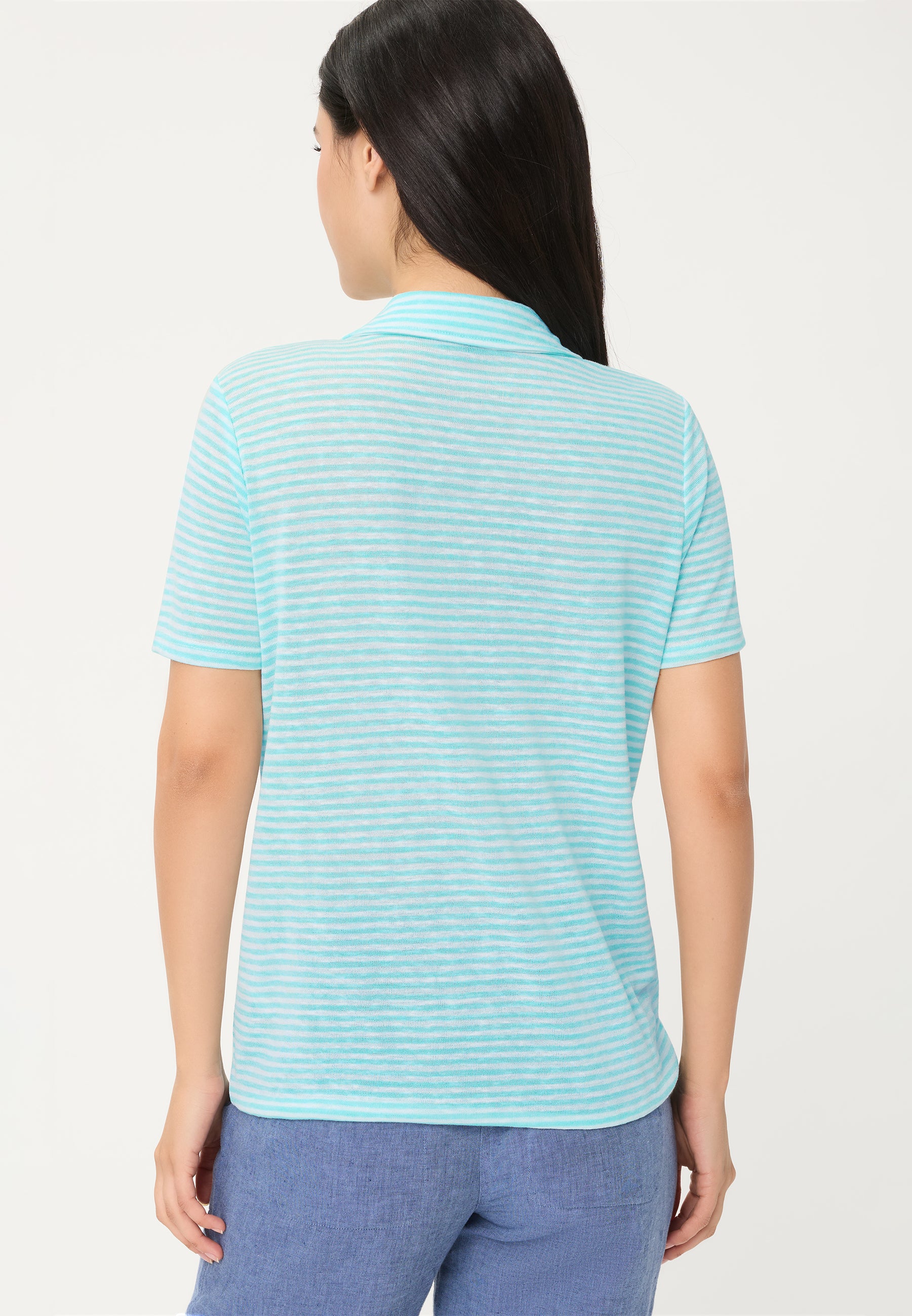 Stripe Polo Shirt in Pool Blue