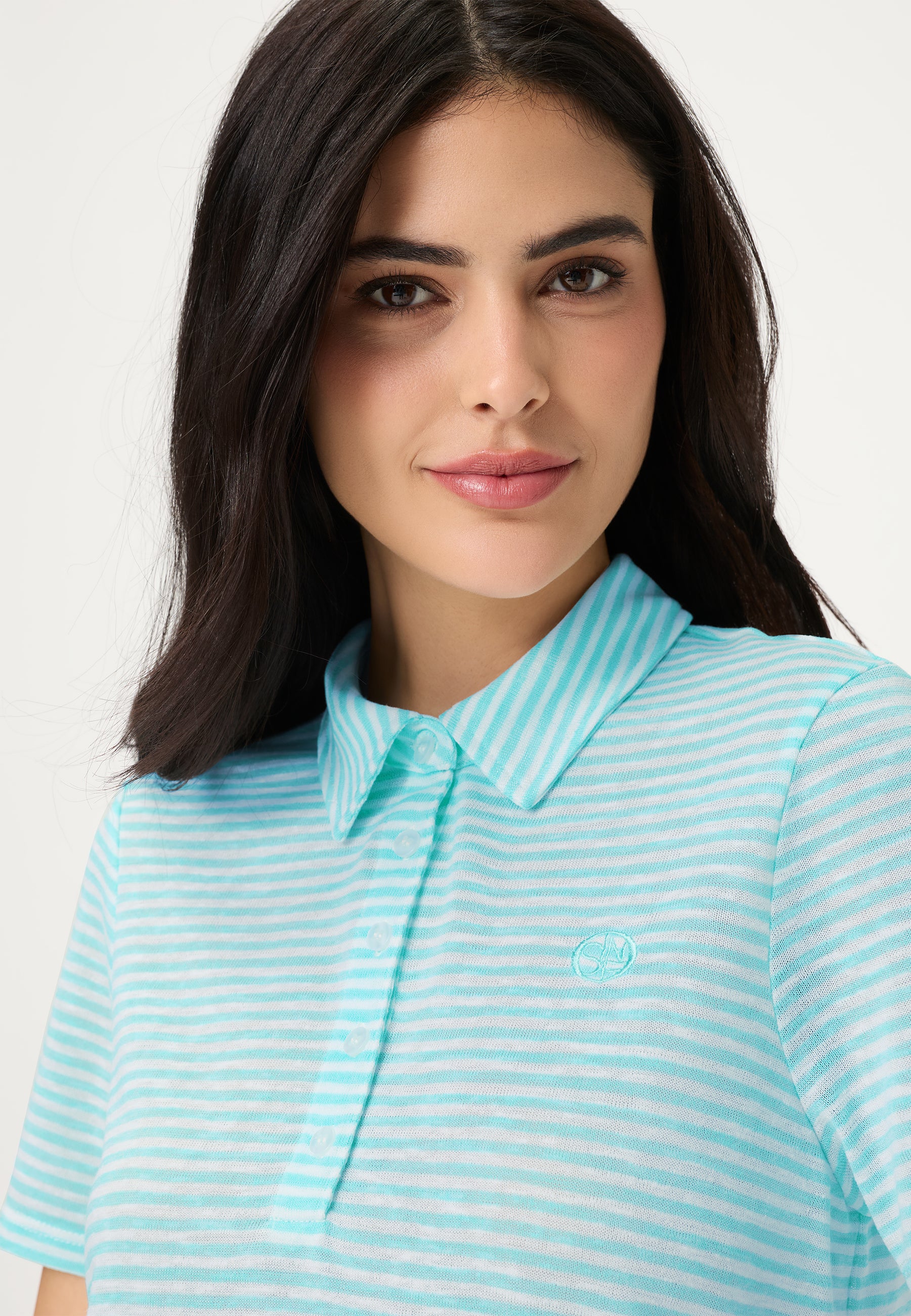 Stripe Polo Shirt in Pool Blue