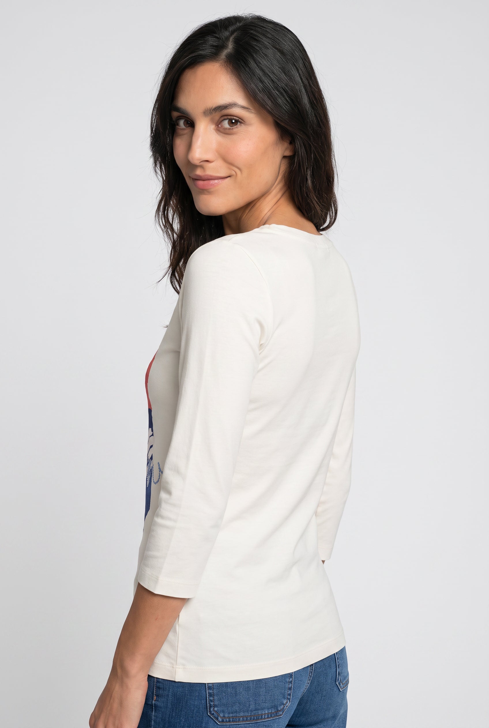 Graphic Portrait Tee in White Silk
