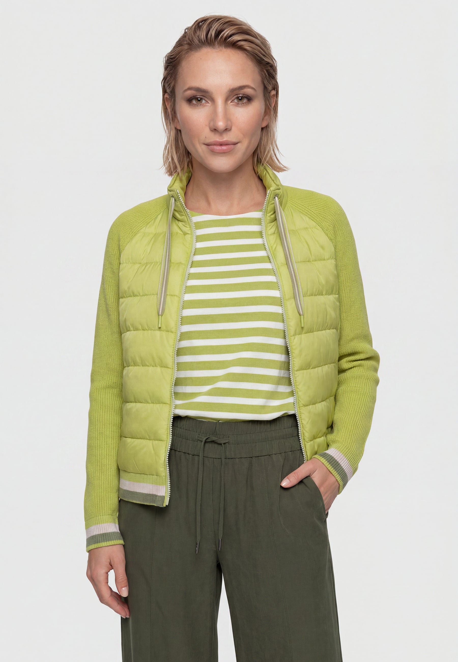 Quilted Knit Jacket in Wild Lime