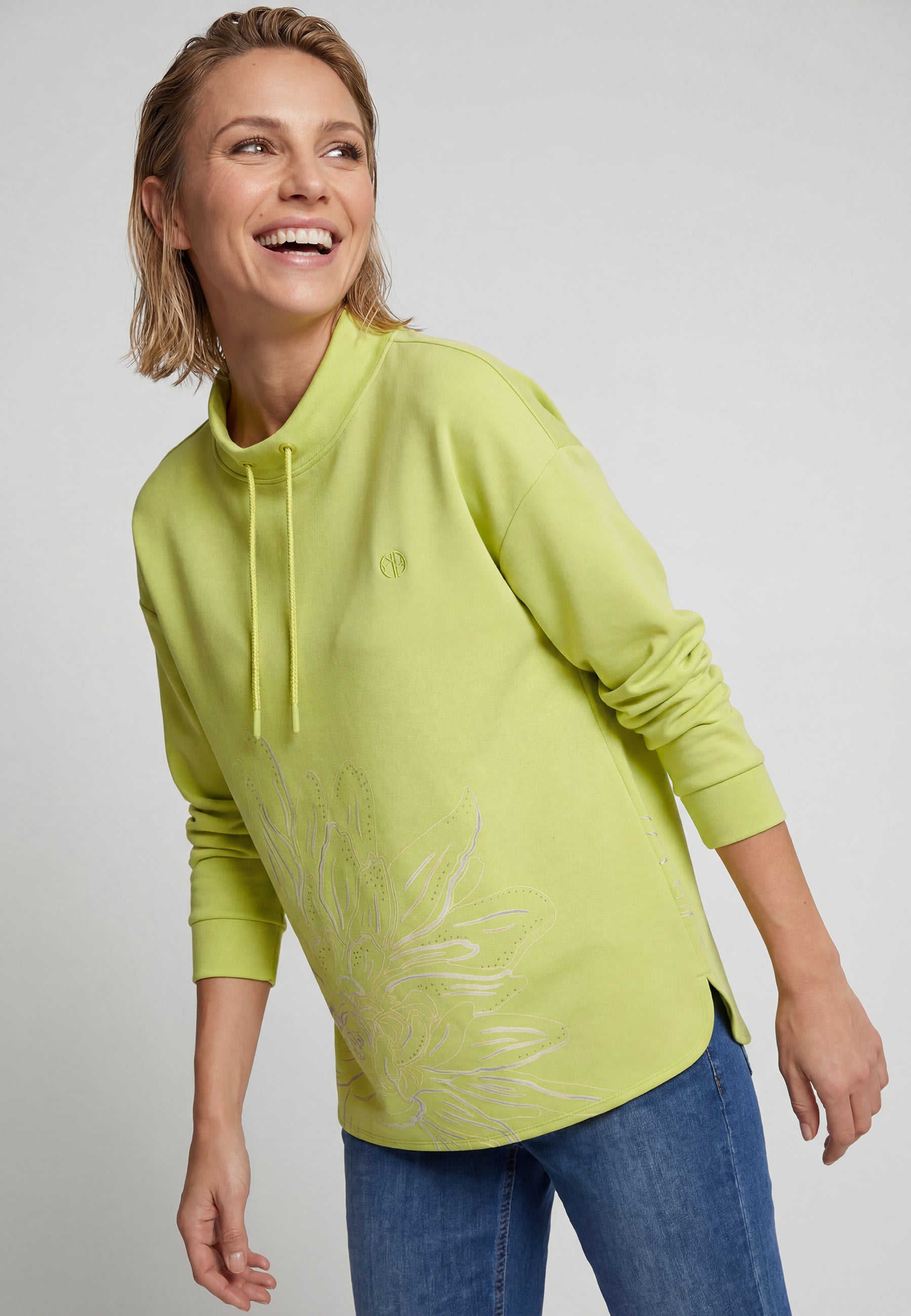 Floral Print Sweatshirt in Wild Lime