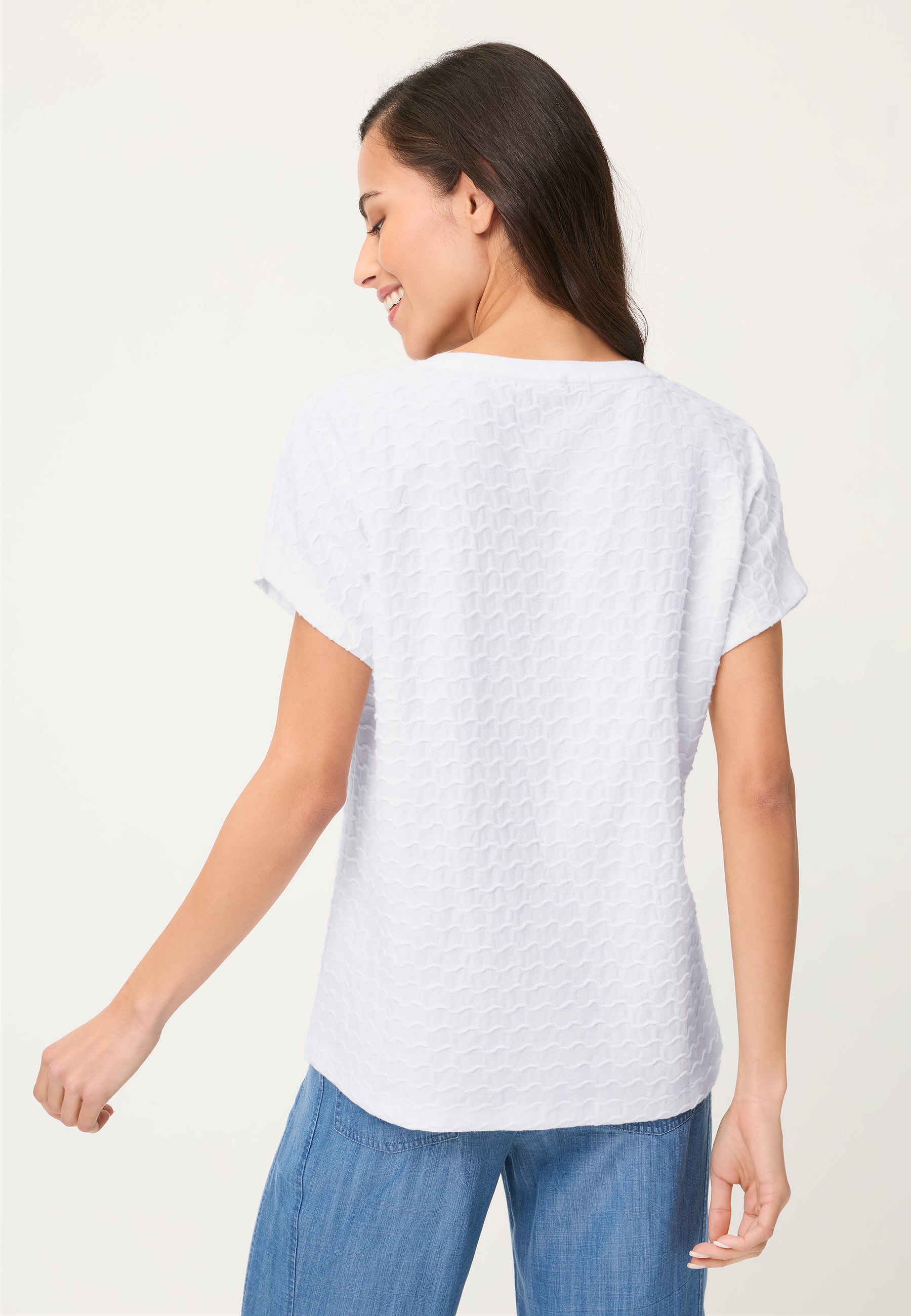 Textured Cap Sleeve Top in White