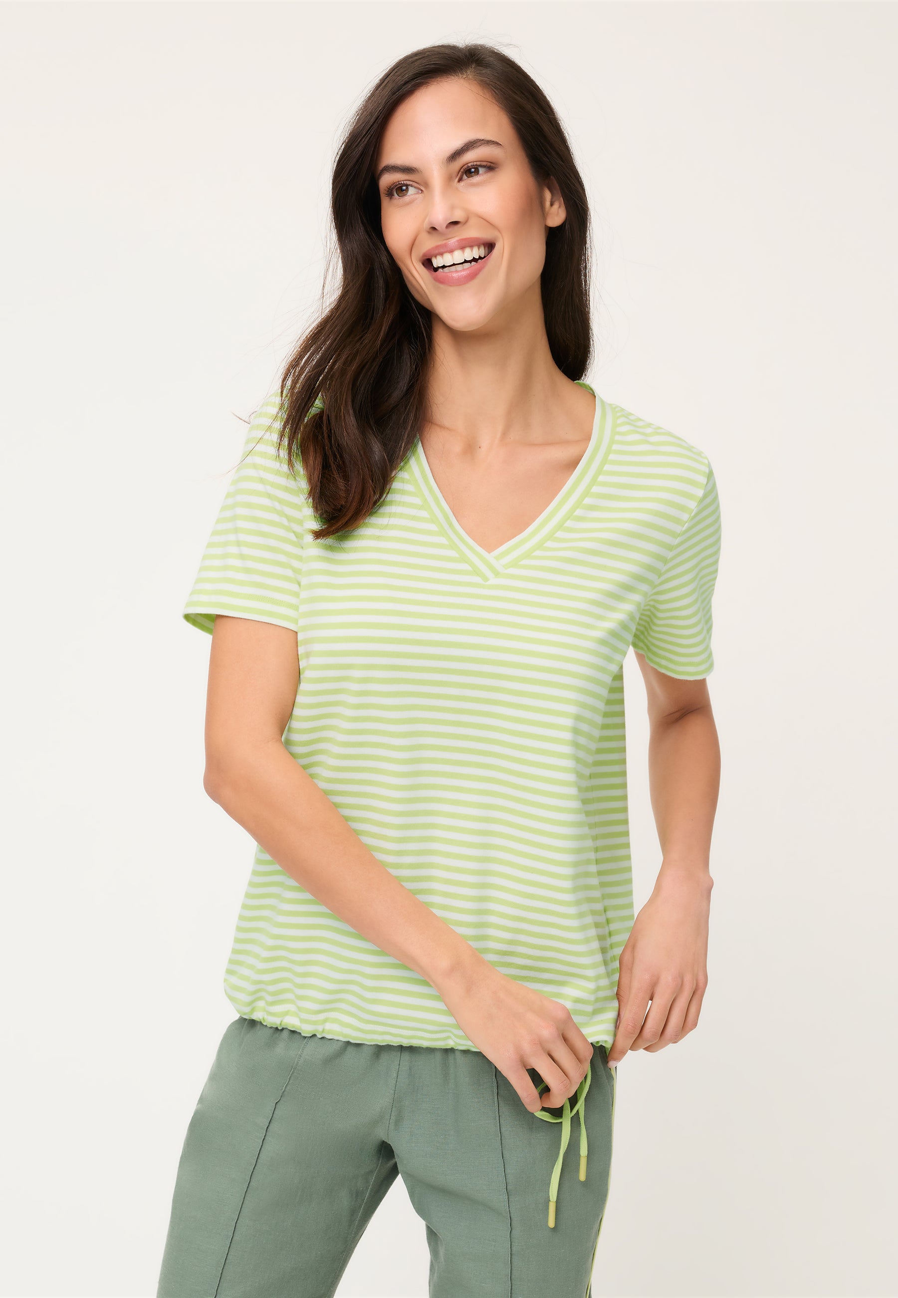 V-Neck Tee in Lime Yellow