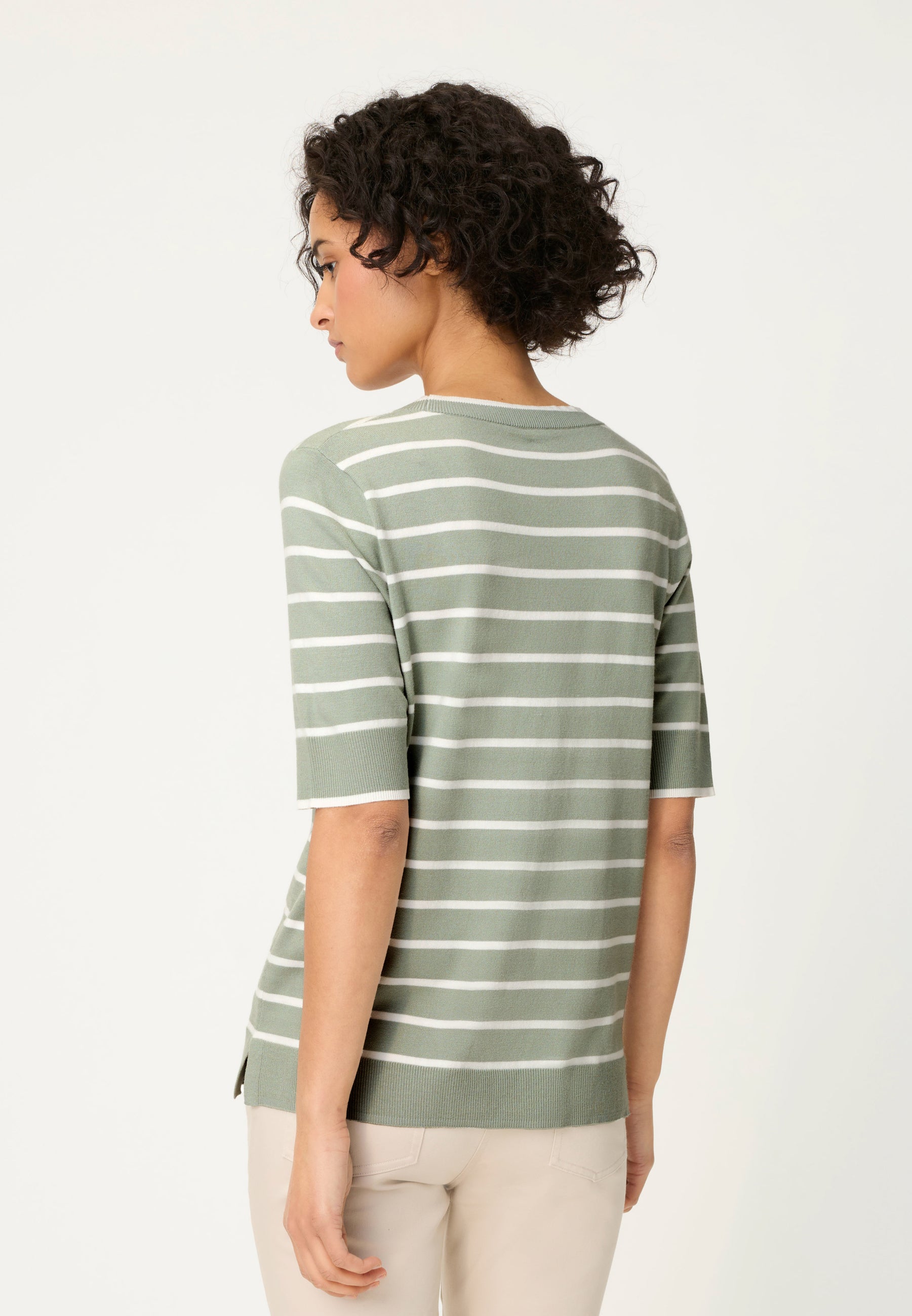 Striped Top in Salvia Green