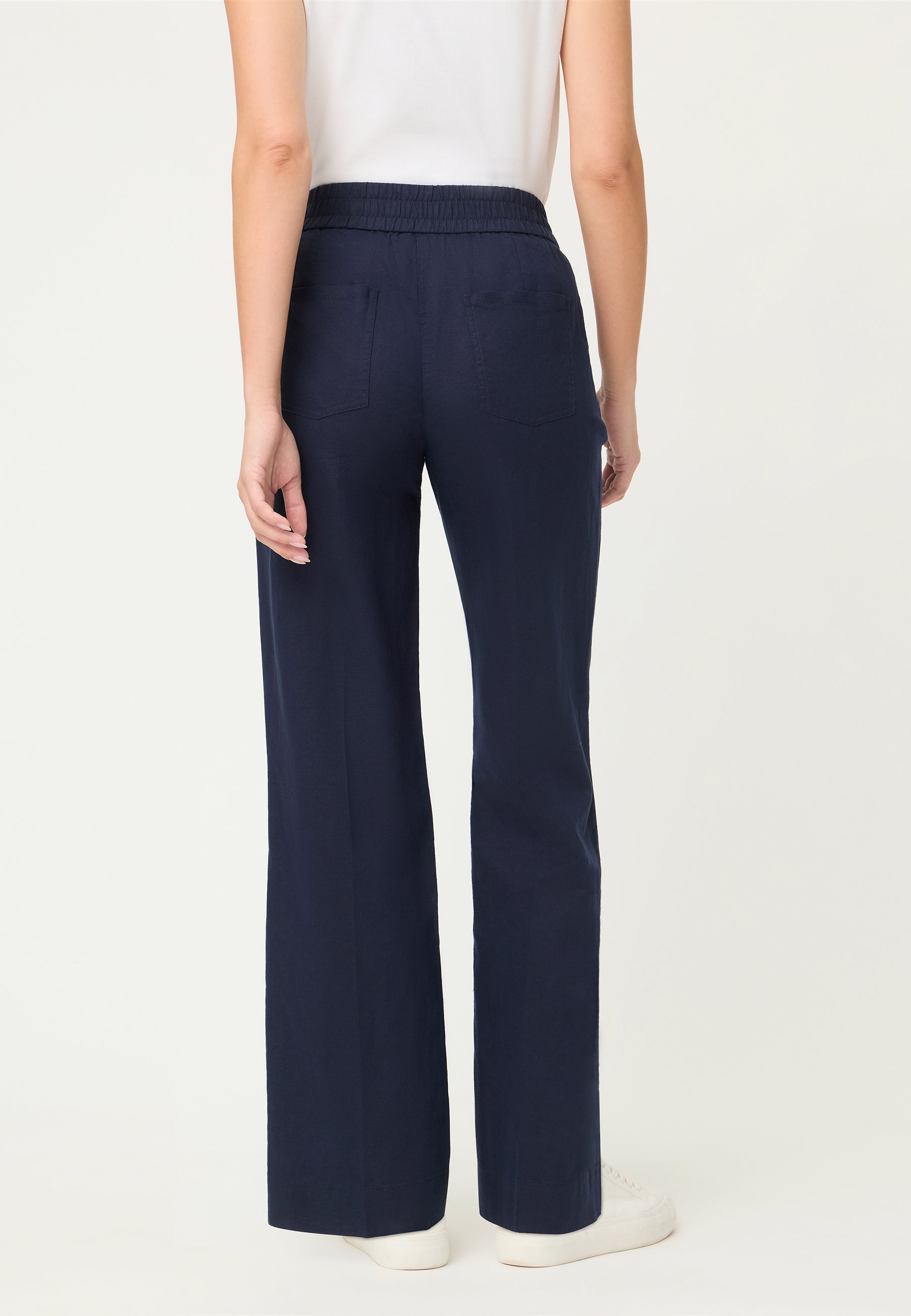 Elastic Waist Trousers in Ink Blue
