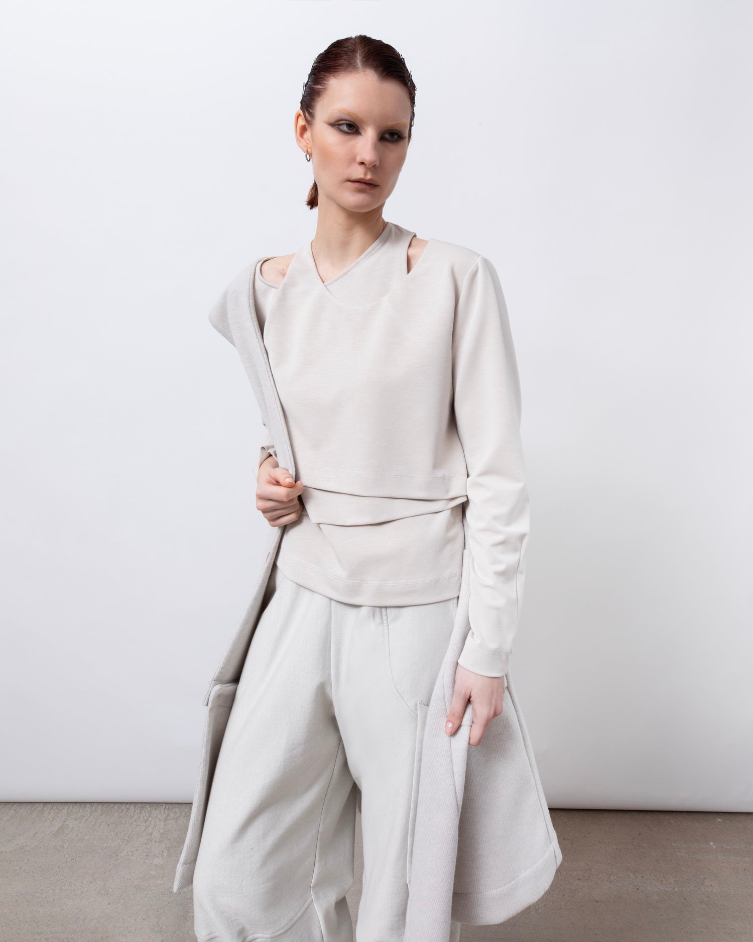 Apopsis Cut Out Top in Light Beige