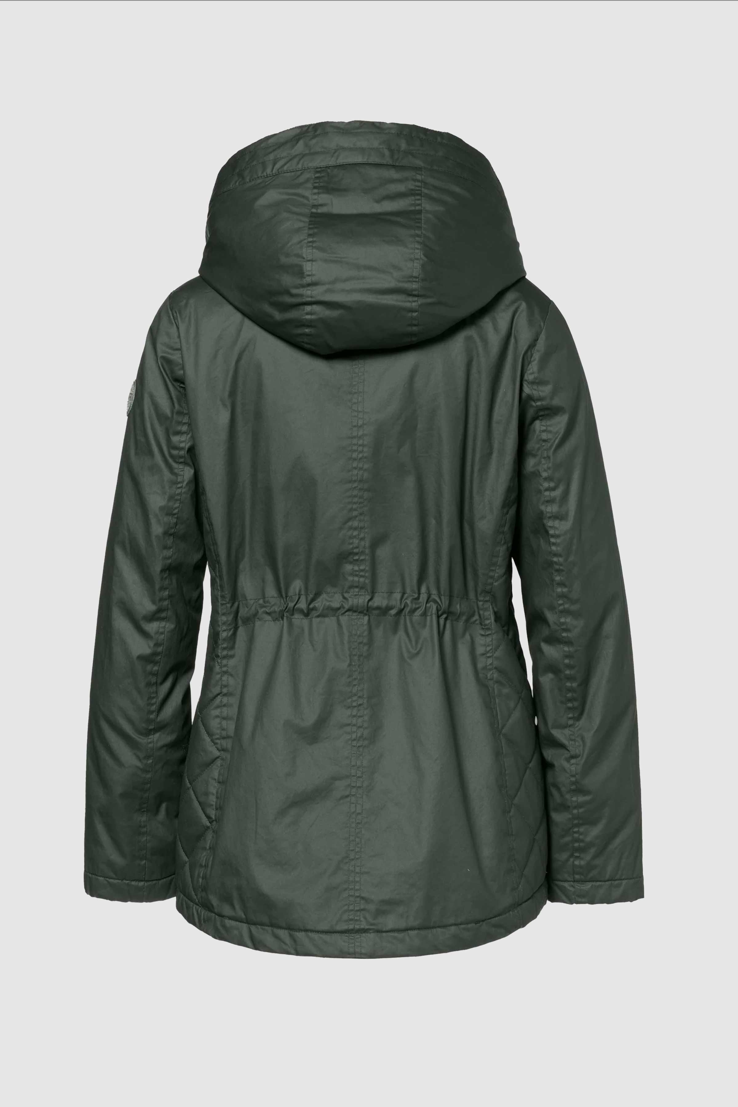 Praline Wax-Look Coat in Steel Green