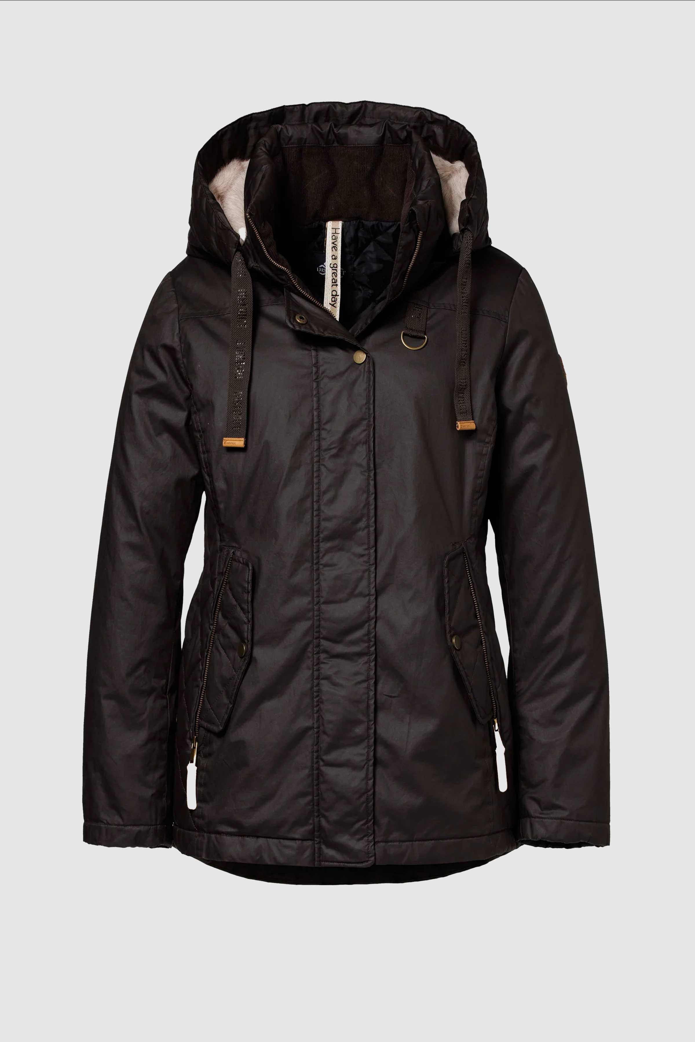 Praline Wax-Look Coat in Dark Brown