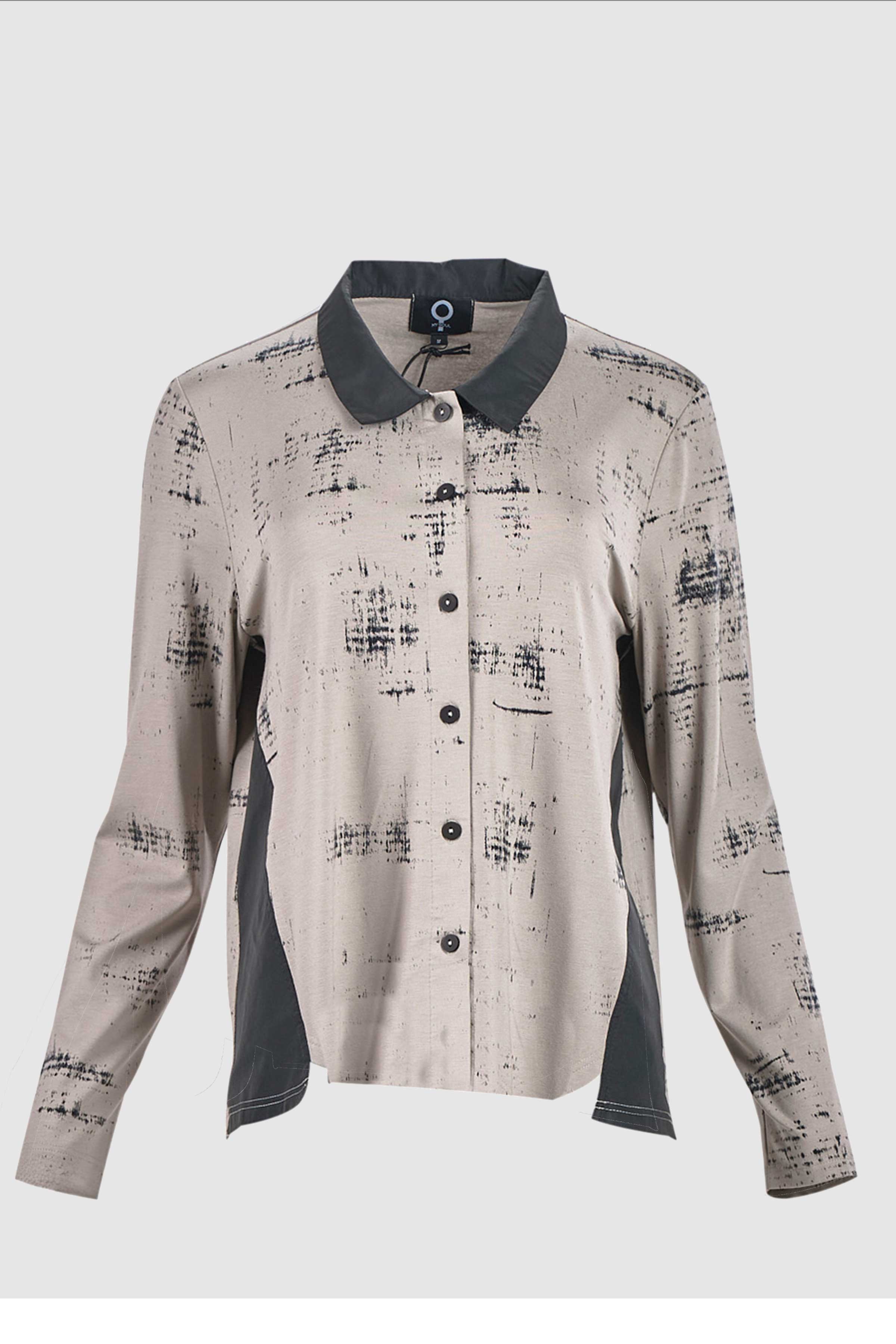 Print Button Blouse in Sand