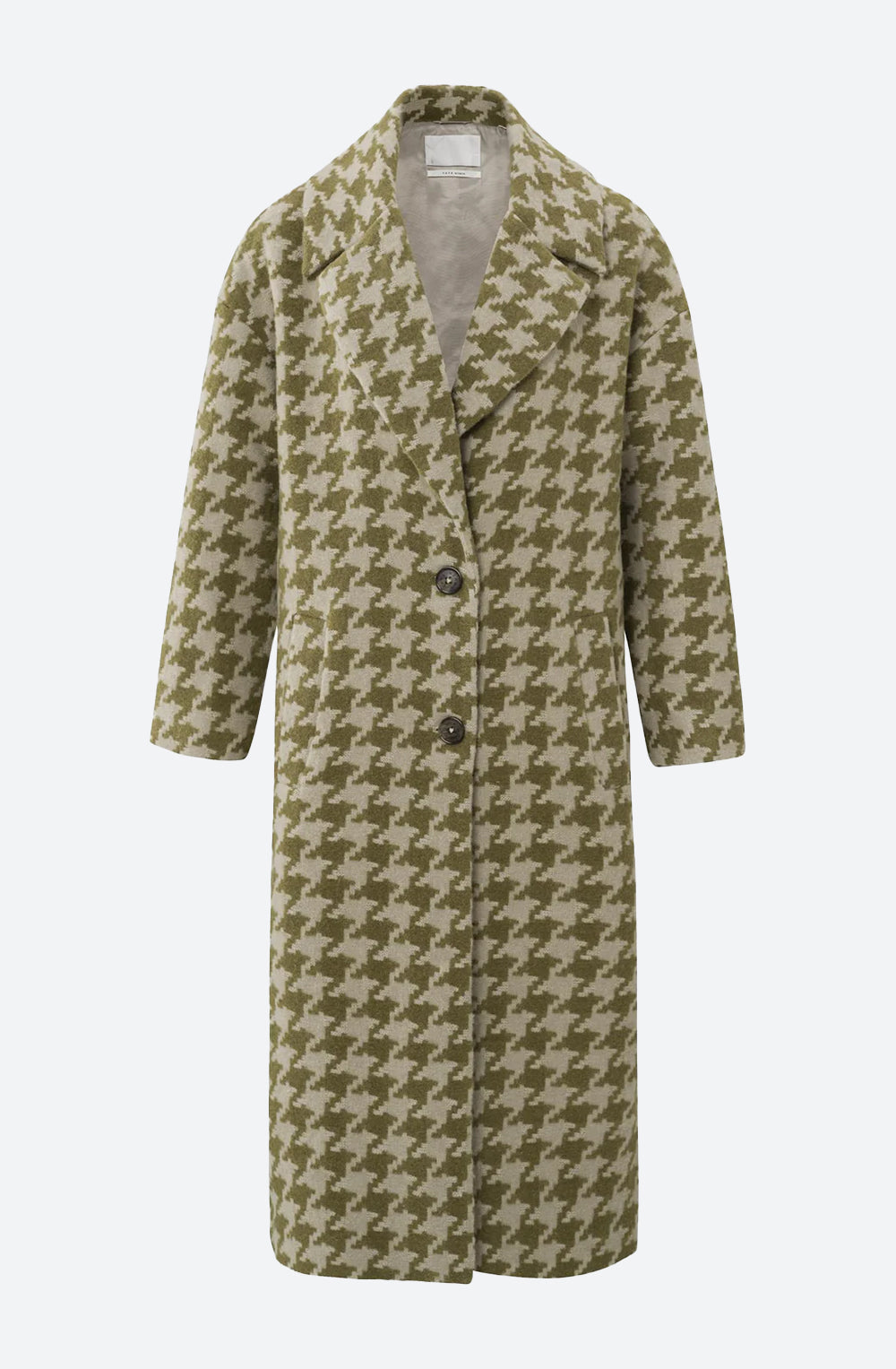 Houndstooth Coat in Gothic Olive Green Dessin