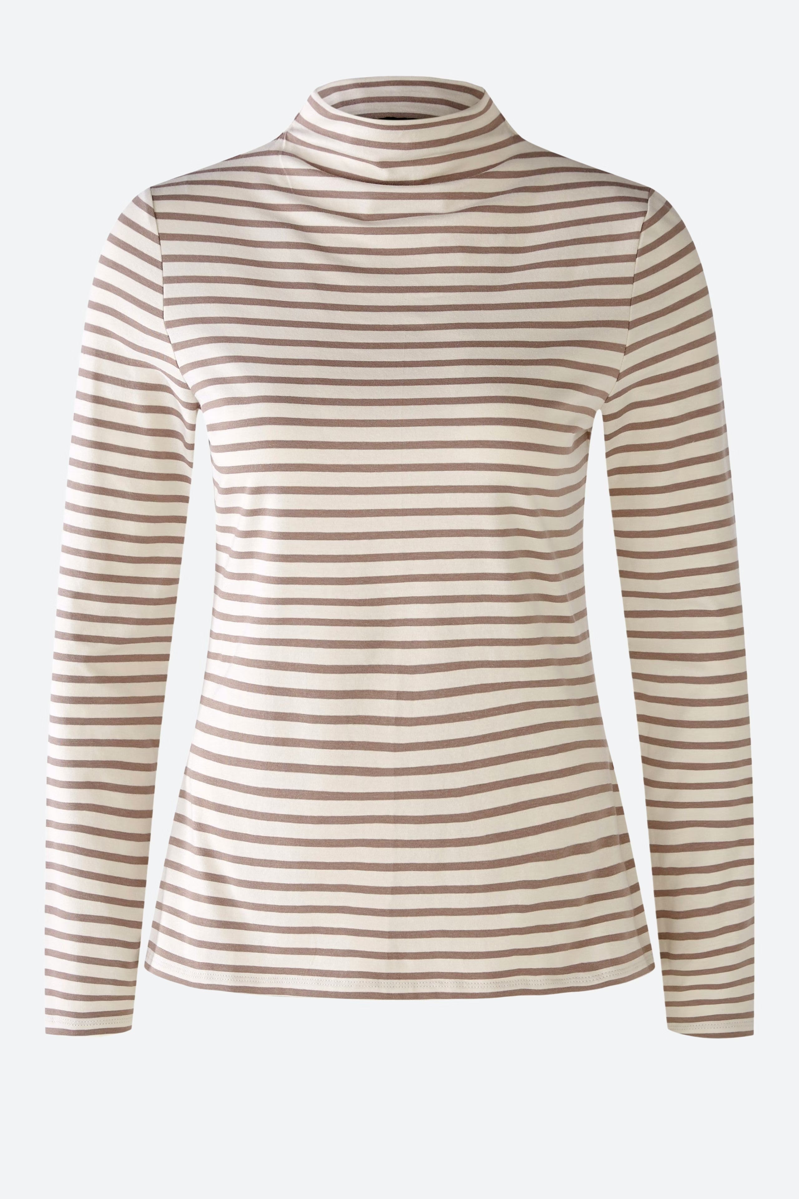 Long Sleeve Cotton Tee in White Brown