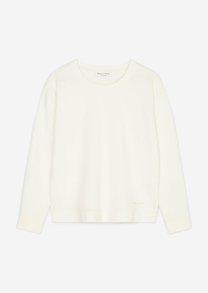 Sweatshirt with Side Seam Slit in Creamy White