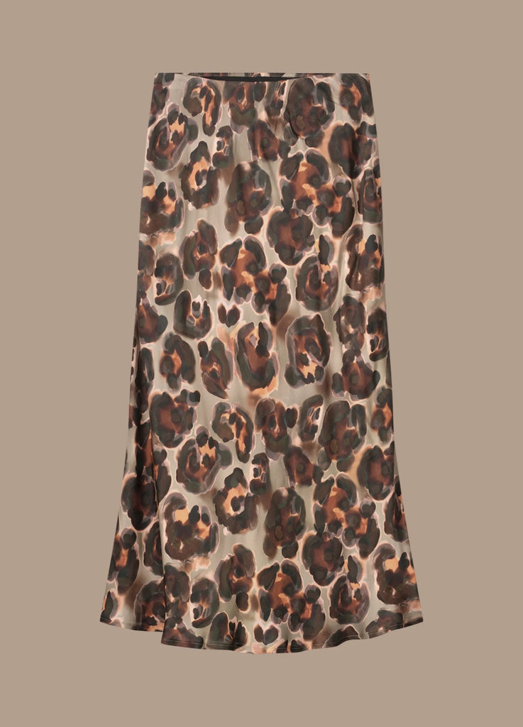Satin Animal Print Skirt in Multicolour