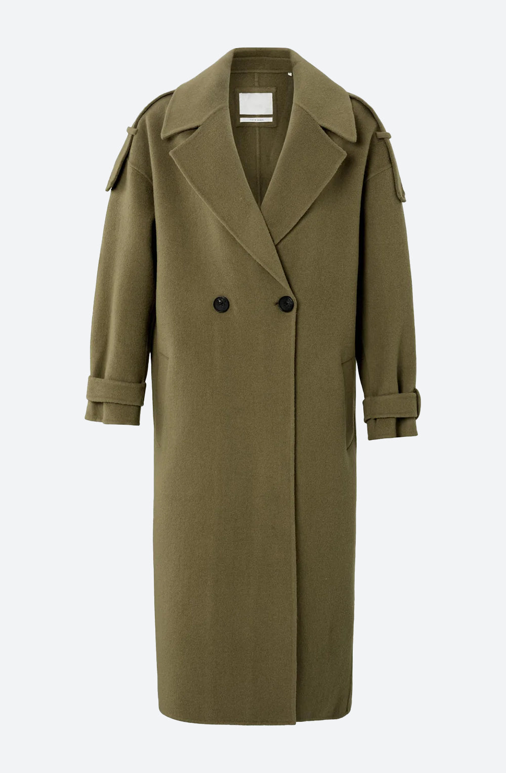 Long Double Breasted Coat in Gothic Olive Green