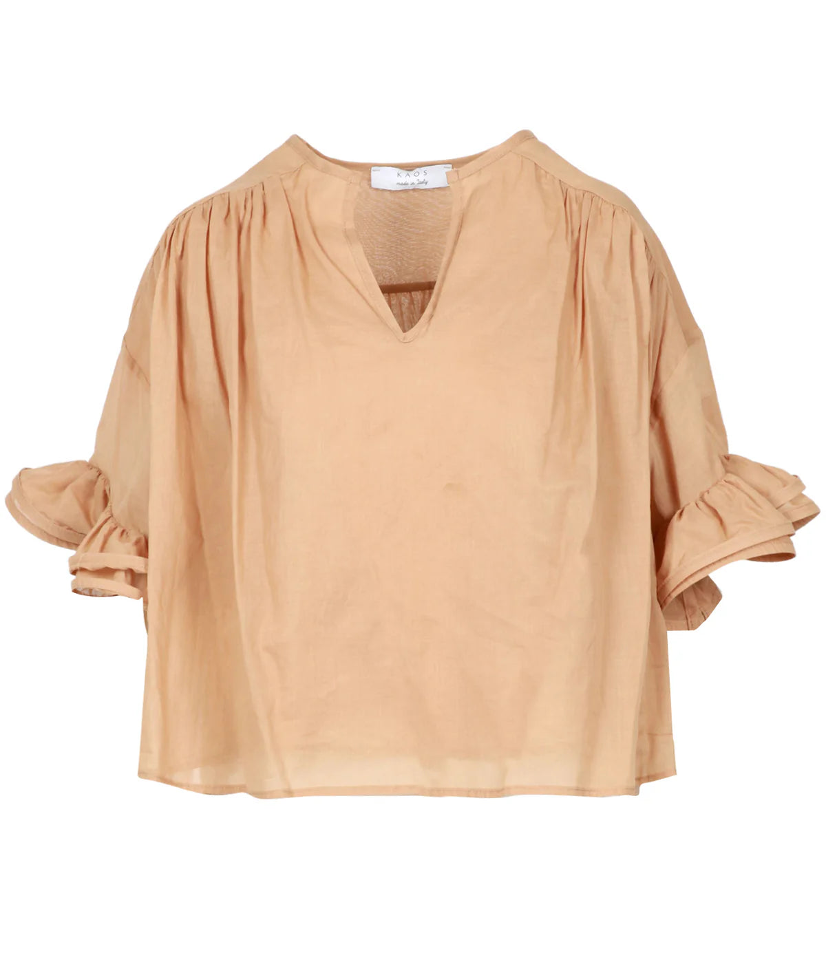 Blouse with Ruffle Detail in Sand