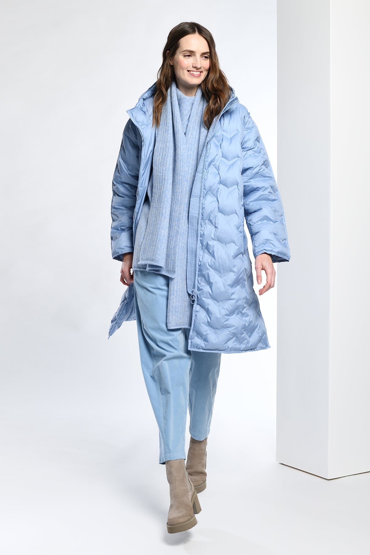 Quilted Coat in Light Blue