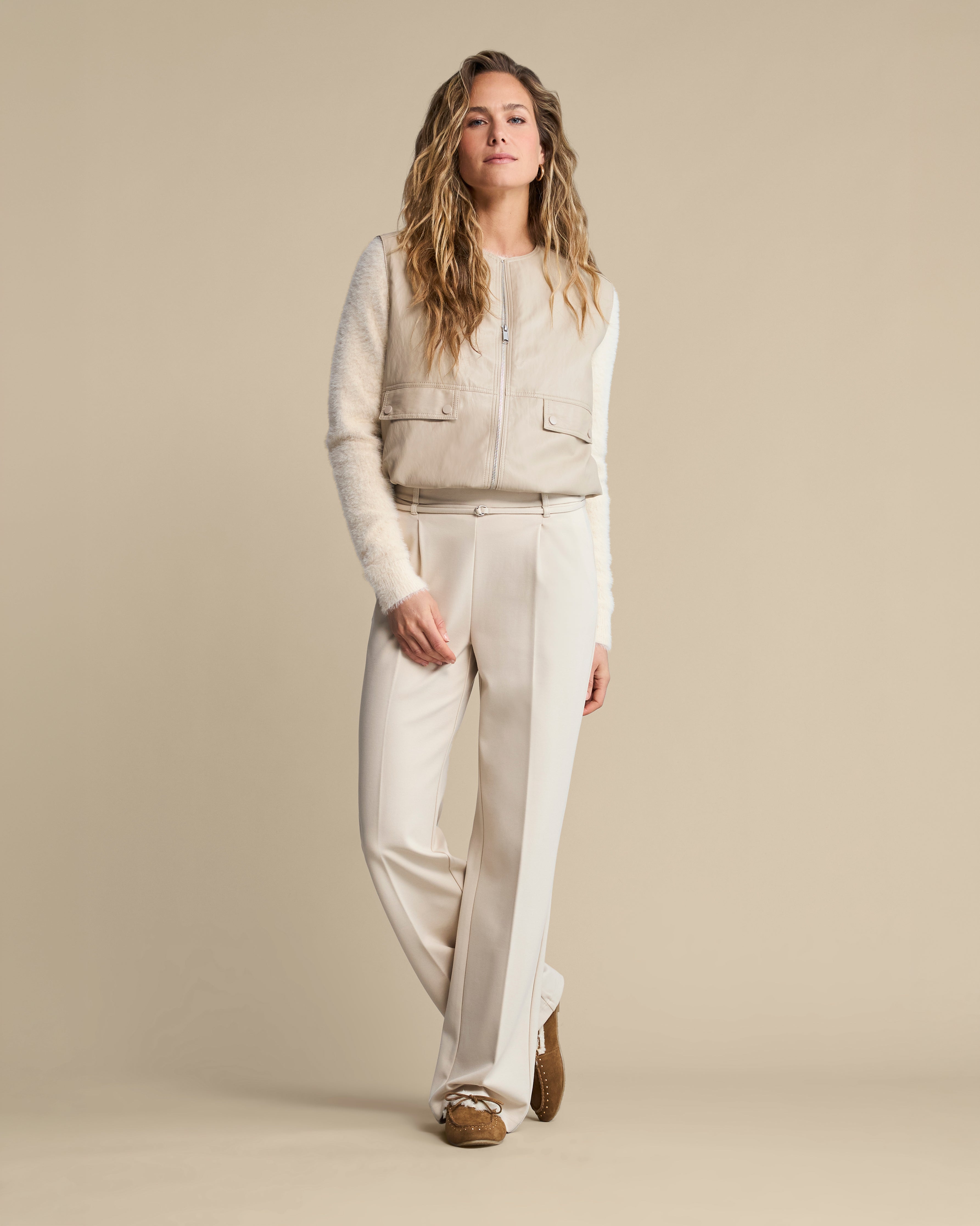 Ivy Faux Leather Gillet in Pebble