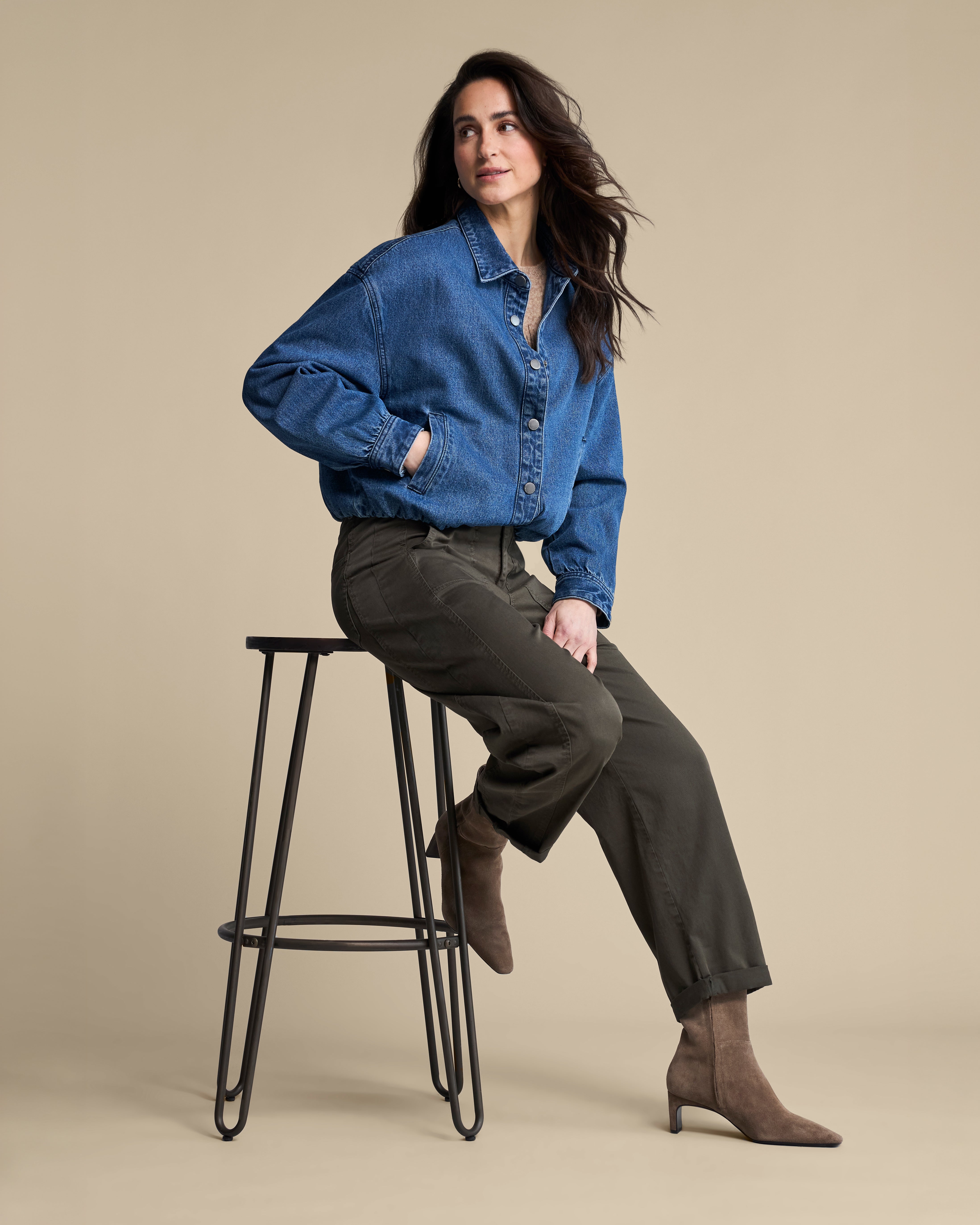Margot Fine Twill Trousers in Dark Green