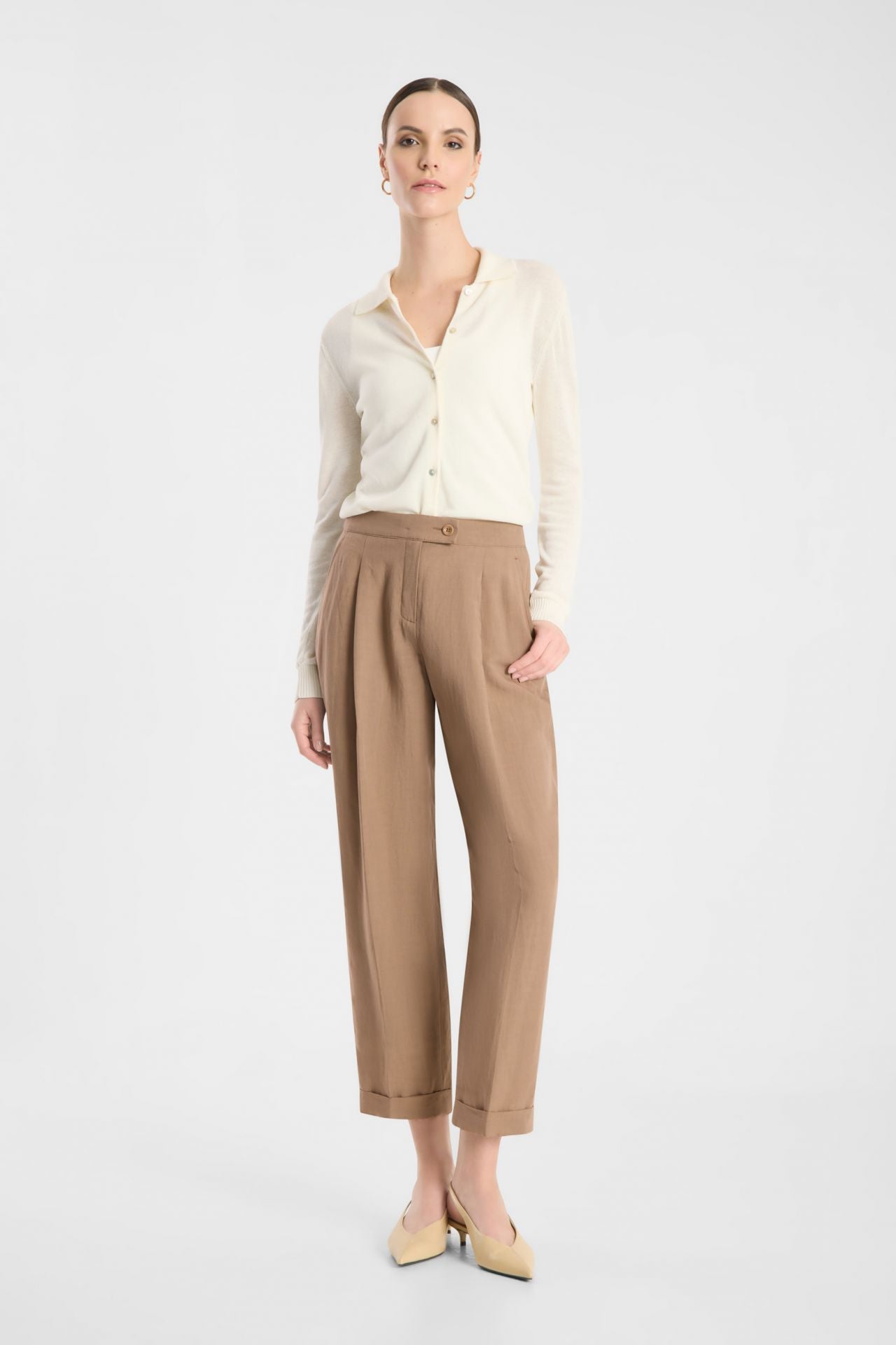 Pria 7/8 Linen Trouser in Toffee