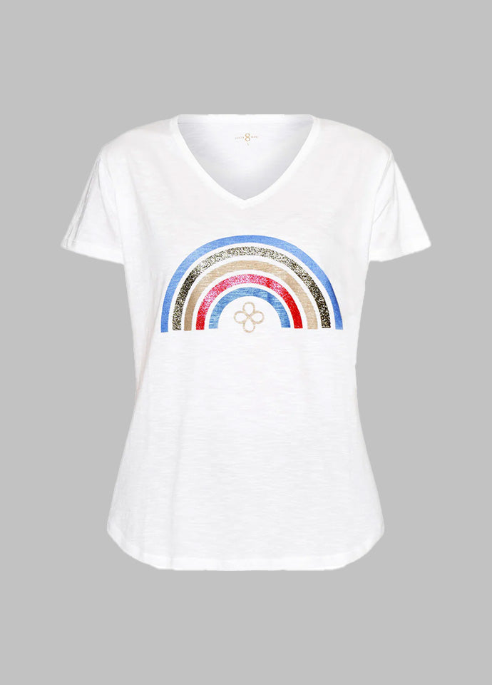 Rainbow Tee in Blue / Coral
