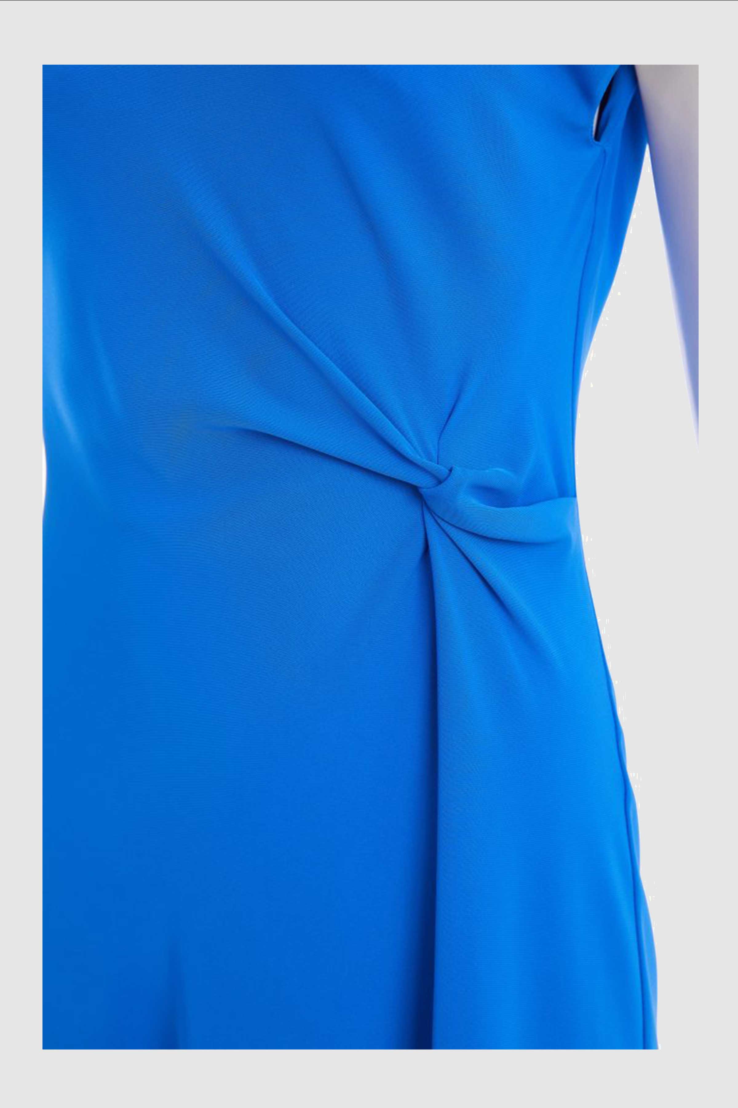 Round Neck Dress With Knot At Waist  in Dazzling Blue