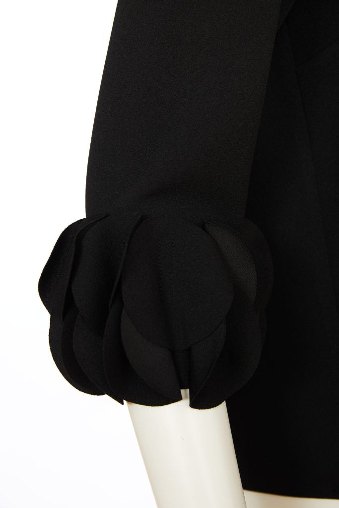 Top with Ruffle at Sleeve Cuff in Black