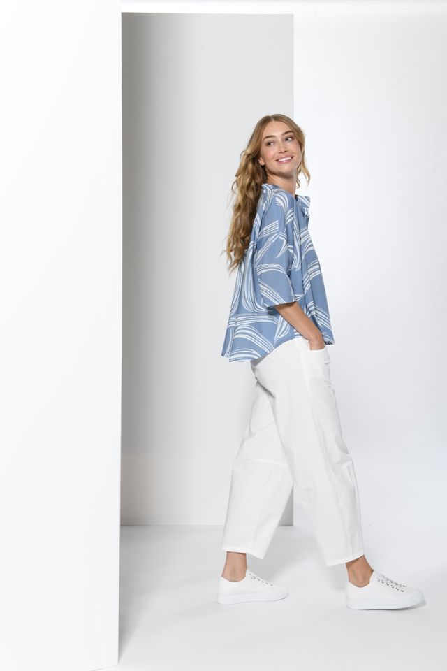 Printed Blouse in Sky Blue