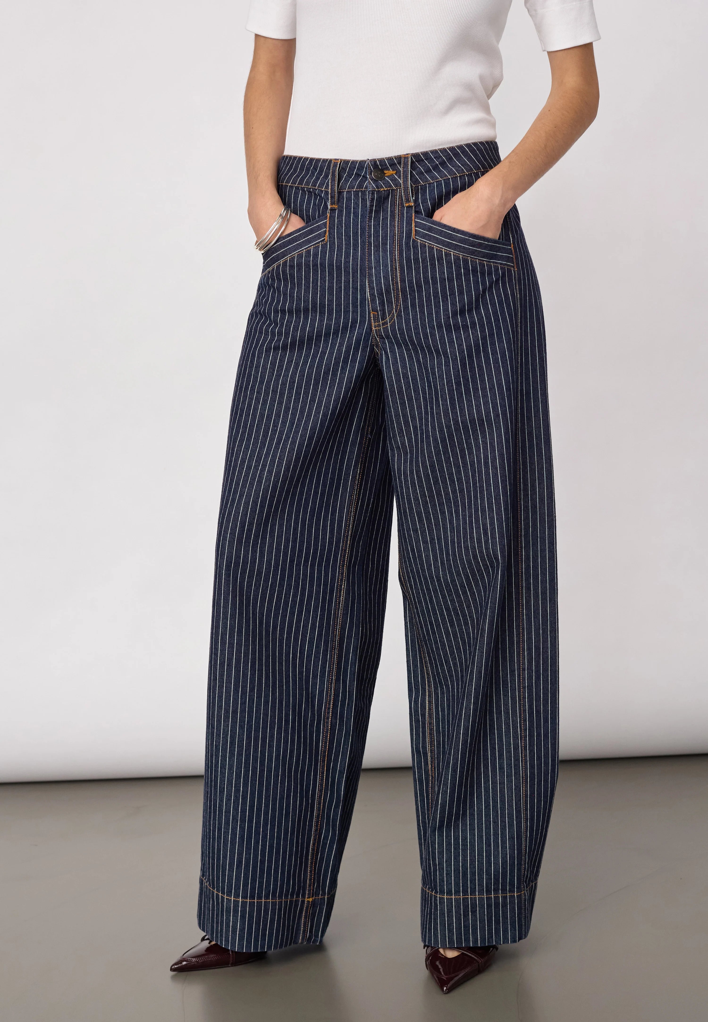 Siggacc Stripe Jeans in Denim Blue