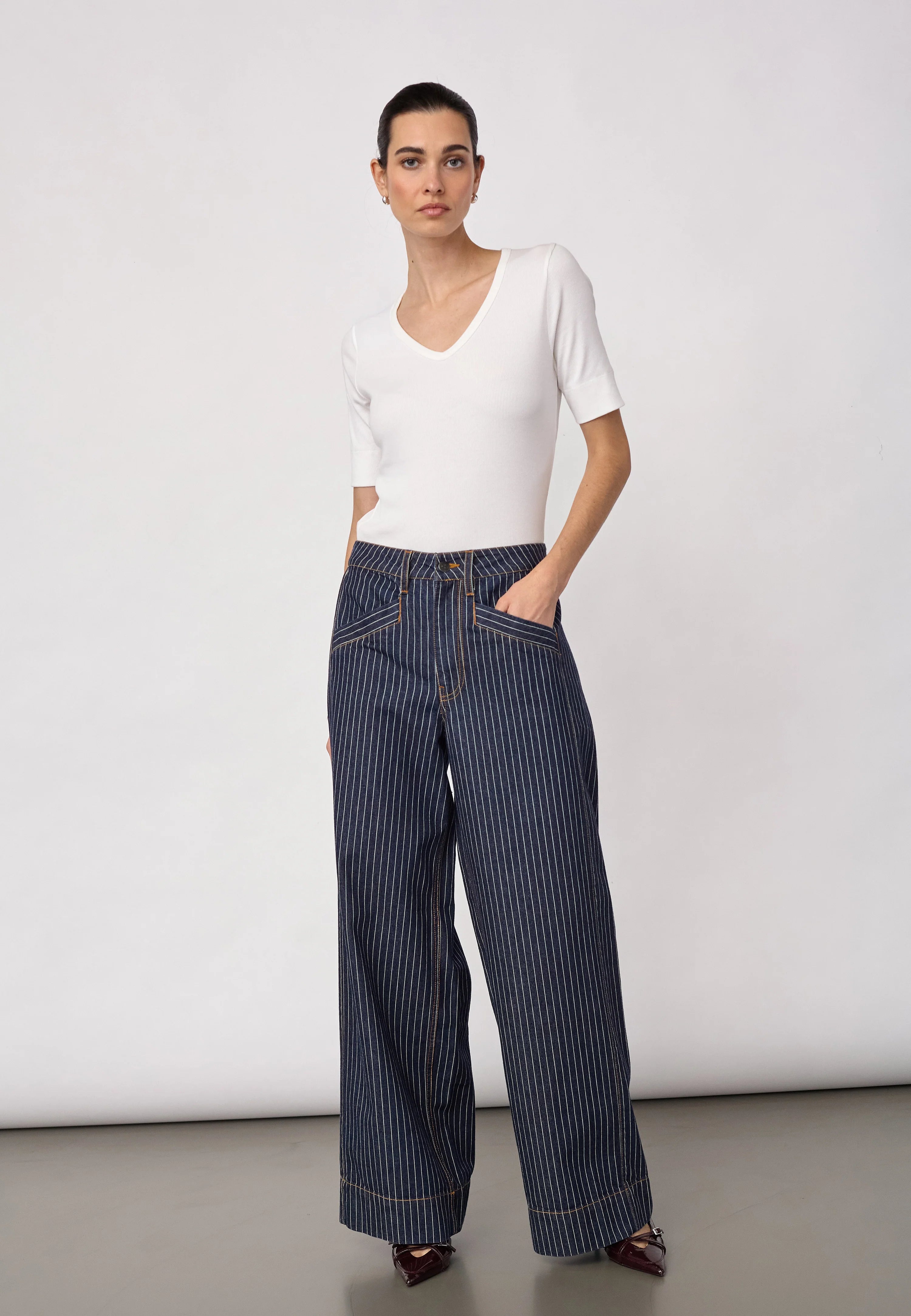 Siggacc Stripe Jeans in Denim Blue